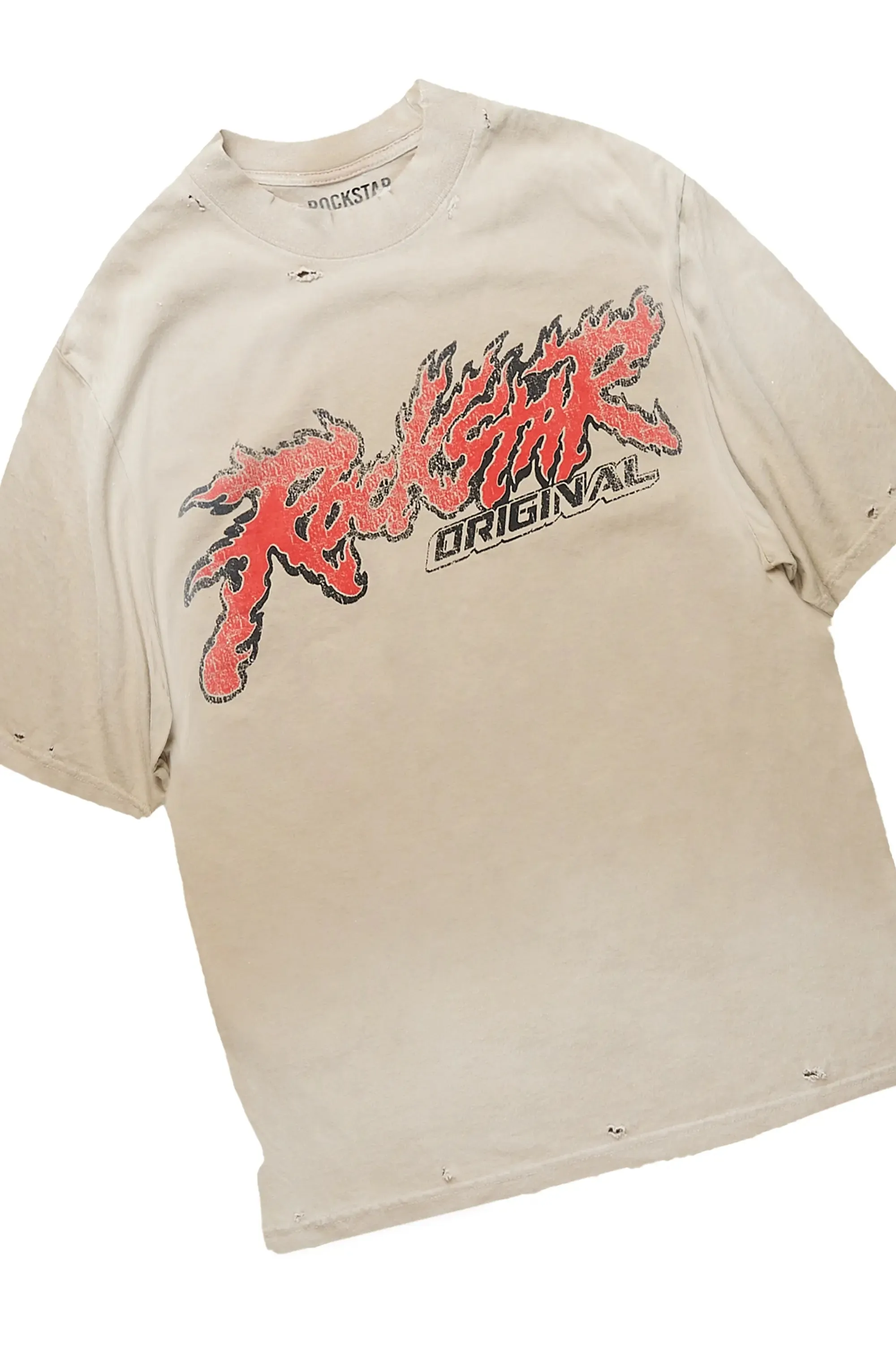 Yash Beige/Black Oversized T-Shirt/Stacked Flare Track Pant Set sold by Rockstar Original product image thumbnail 4