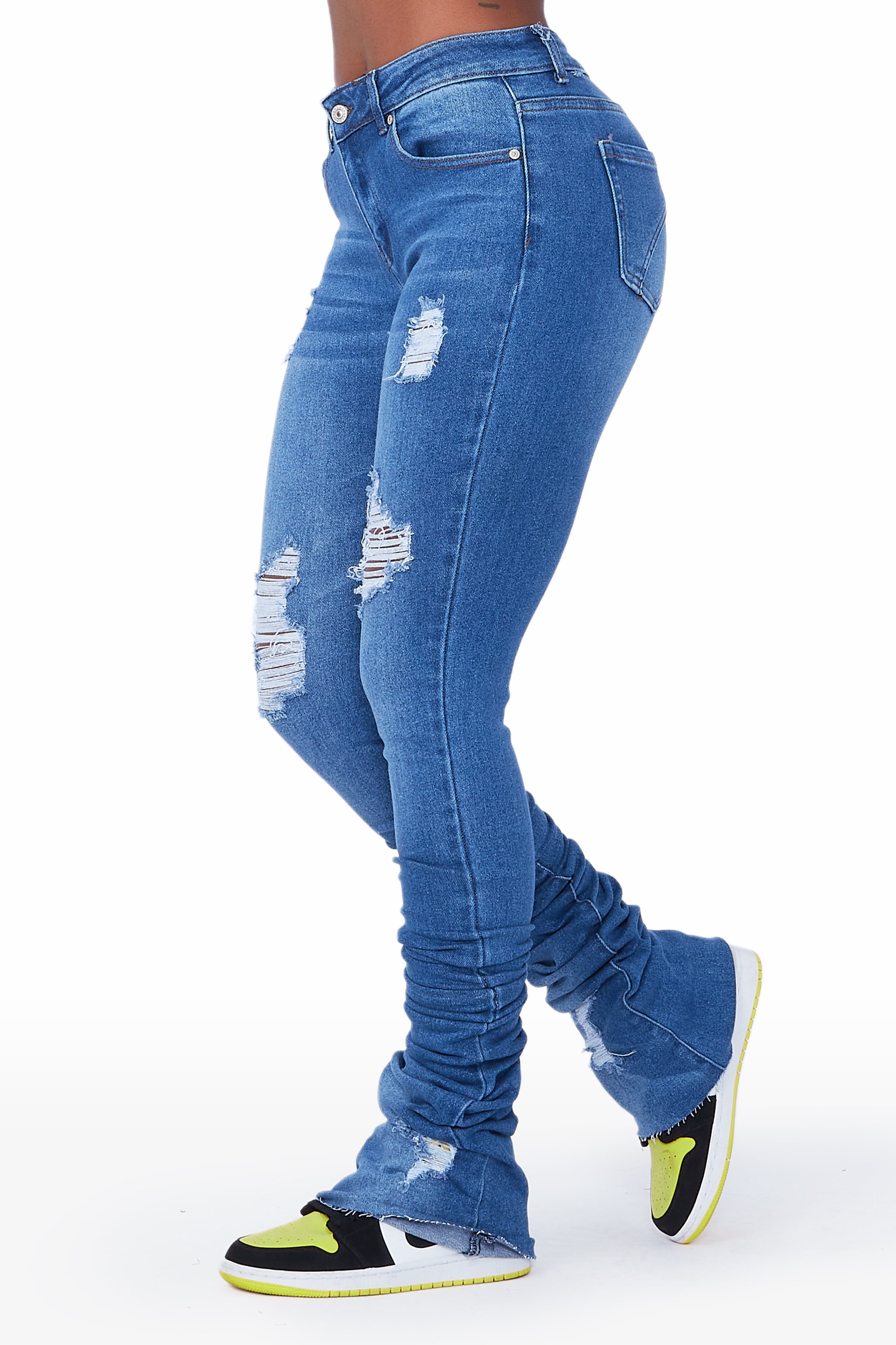 Kaylah Medium Wash Super Stacked Jean sold by Rockstar Original product image thumbnail 4