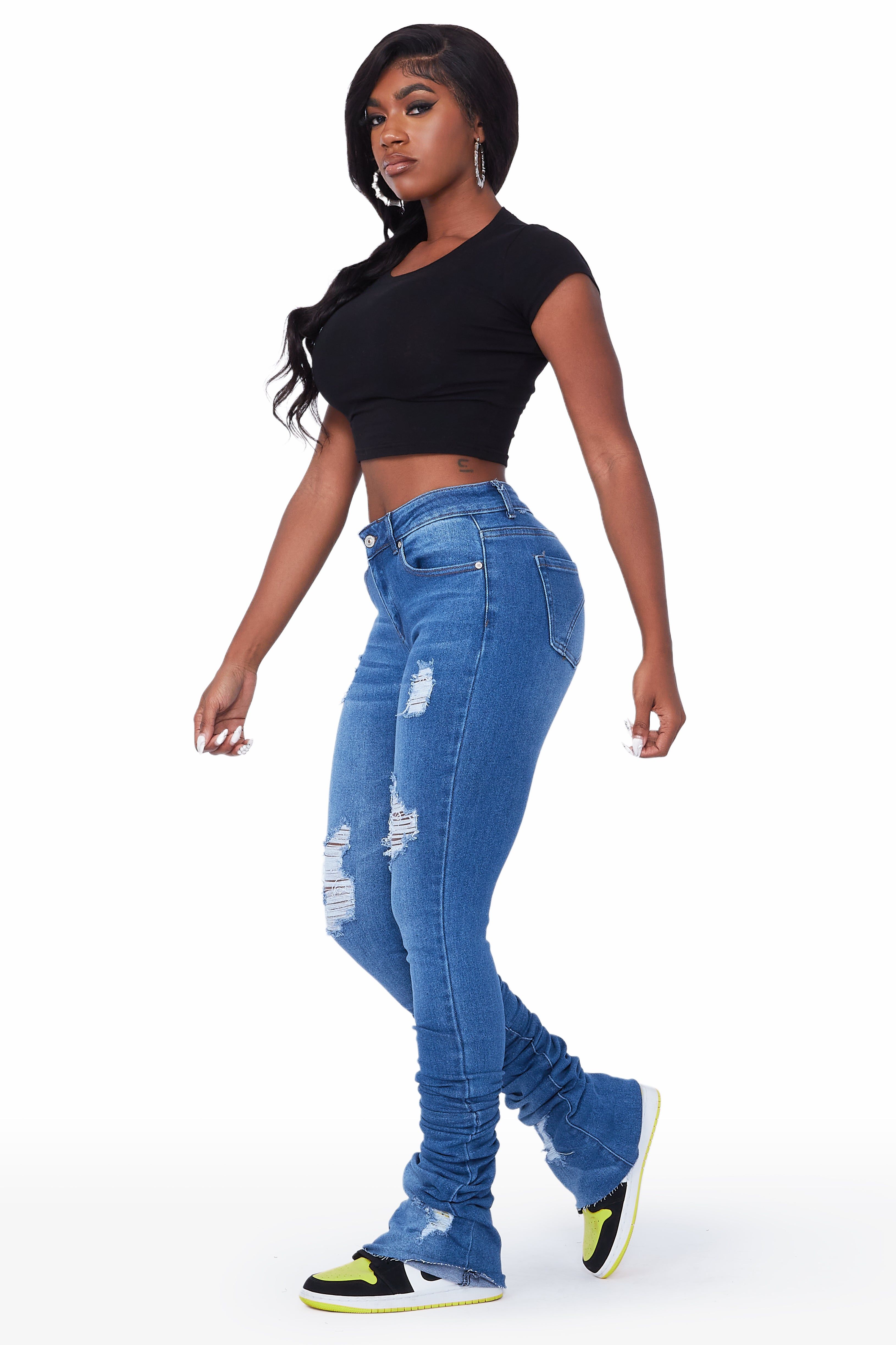 Kaylah Medium Wash Super Stacked Jean sold by Rockstar Original product image thumbnail 2