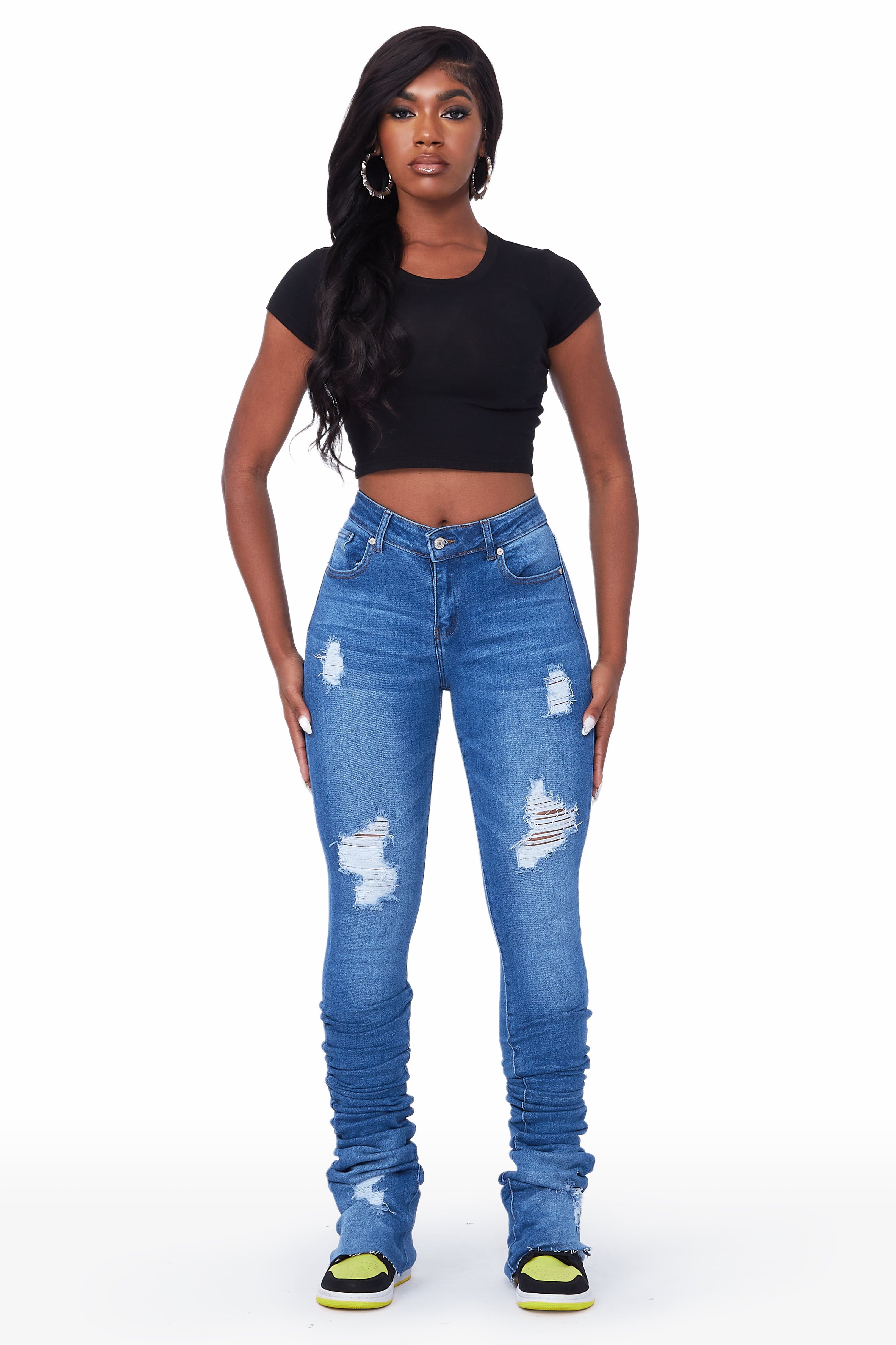Kaylah Medium Wash Super Stacked Jean sold by Rockstar Original product image thumbnail 3