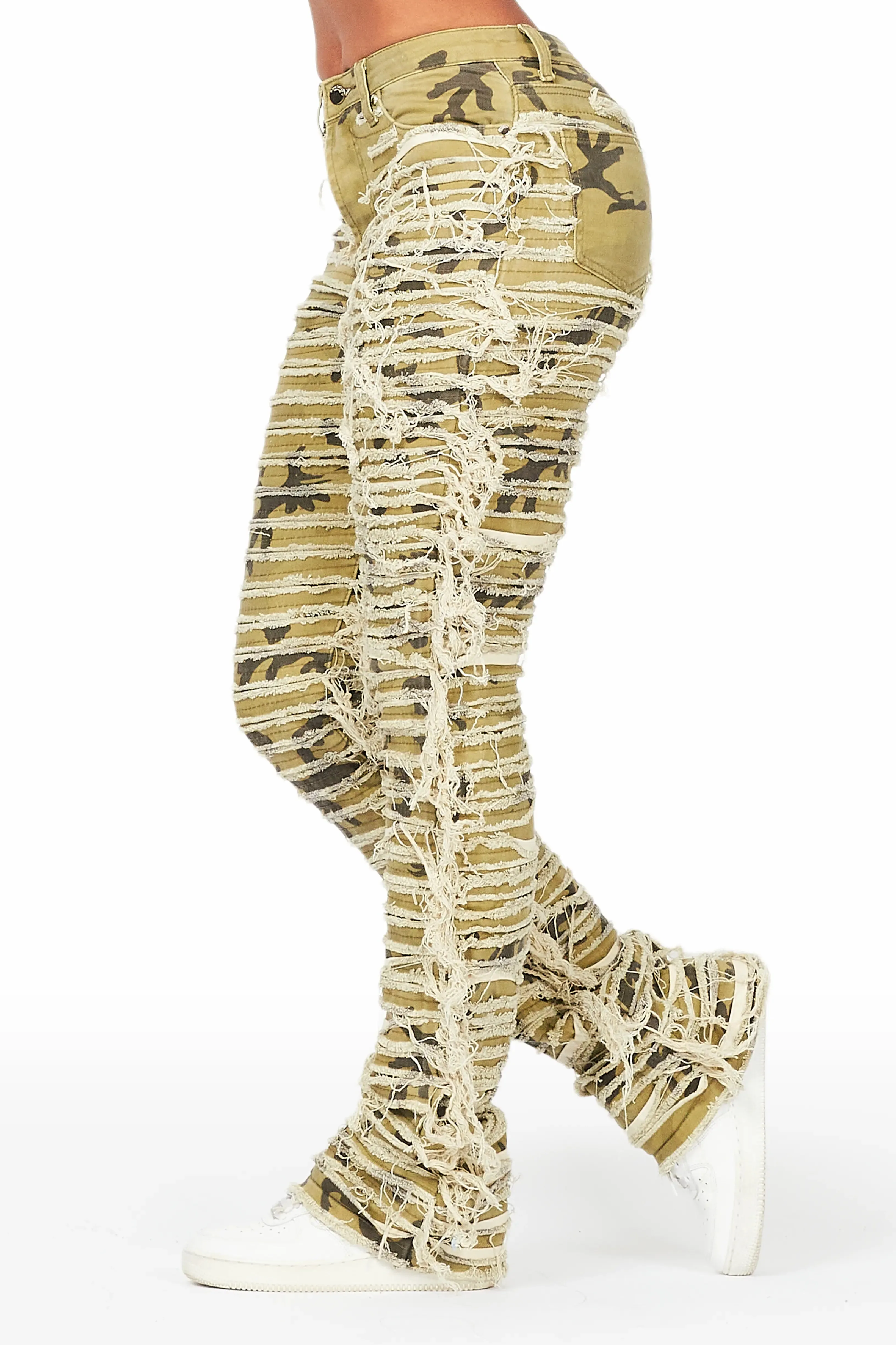 Melany Olive Stacked Flared Jean sold by Rockstar Original product image thumbnail 4