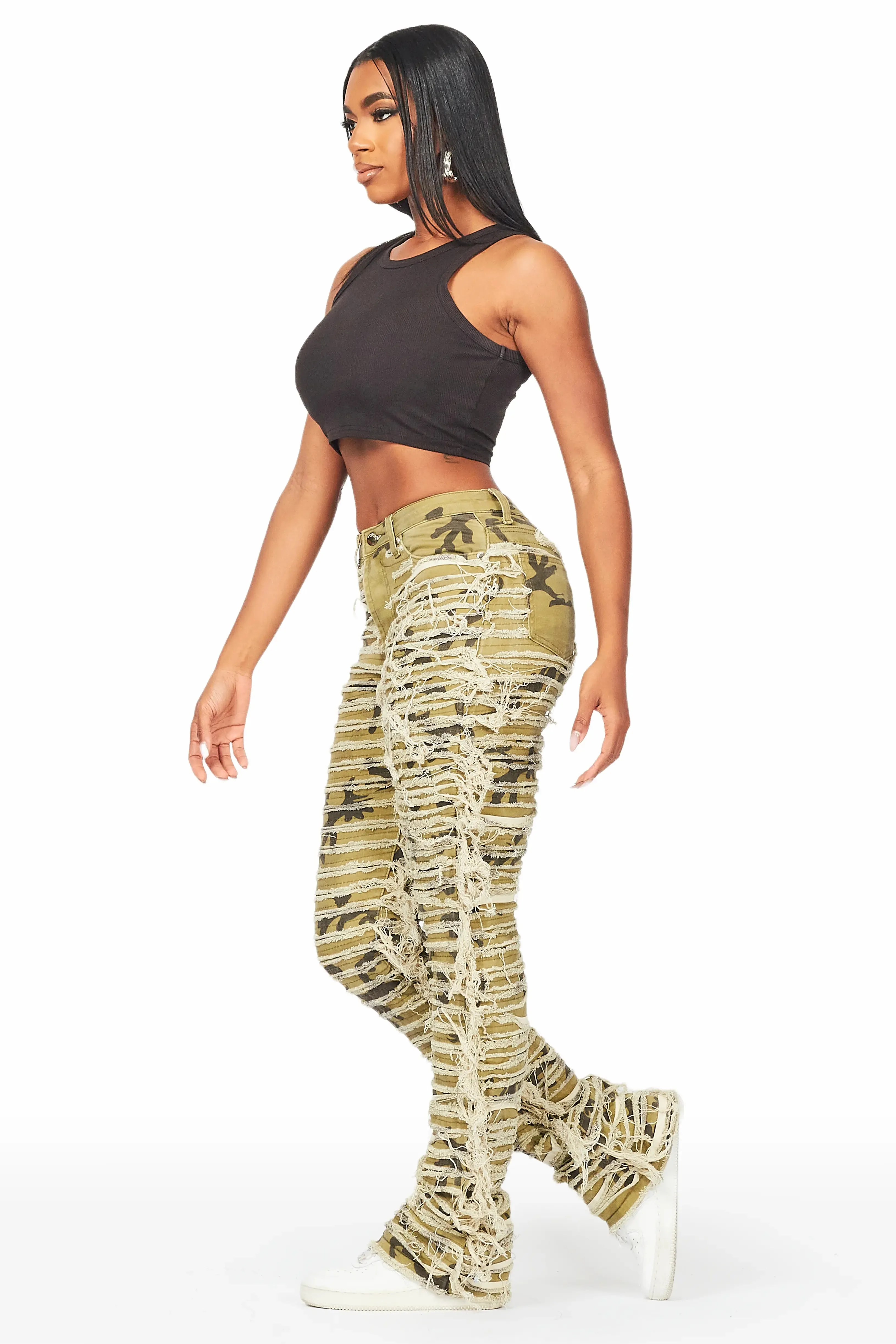Melany Olive Stacked Flared Jean sold by Rockstar Original product image thumbnail 2