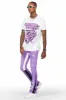 Smitty Purple/White T-Shirt/Stacked Flare Pant Set sold by Rockstar Original