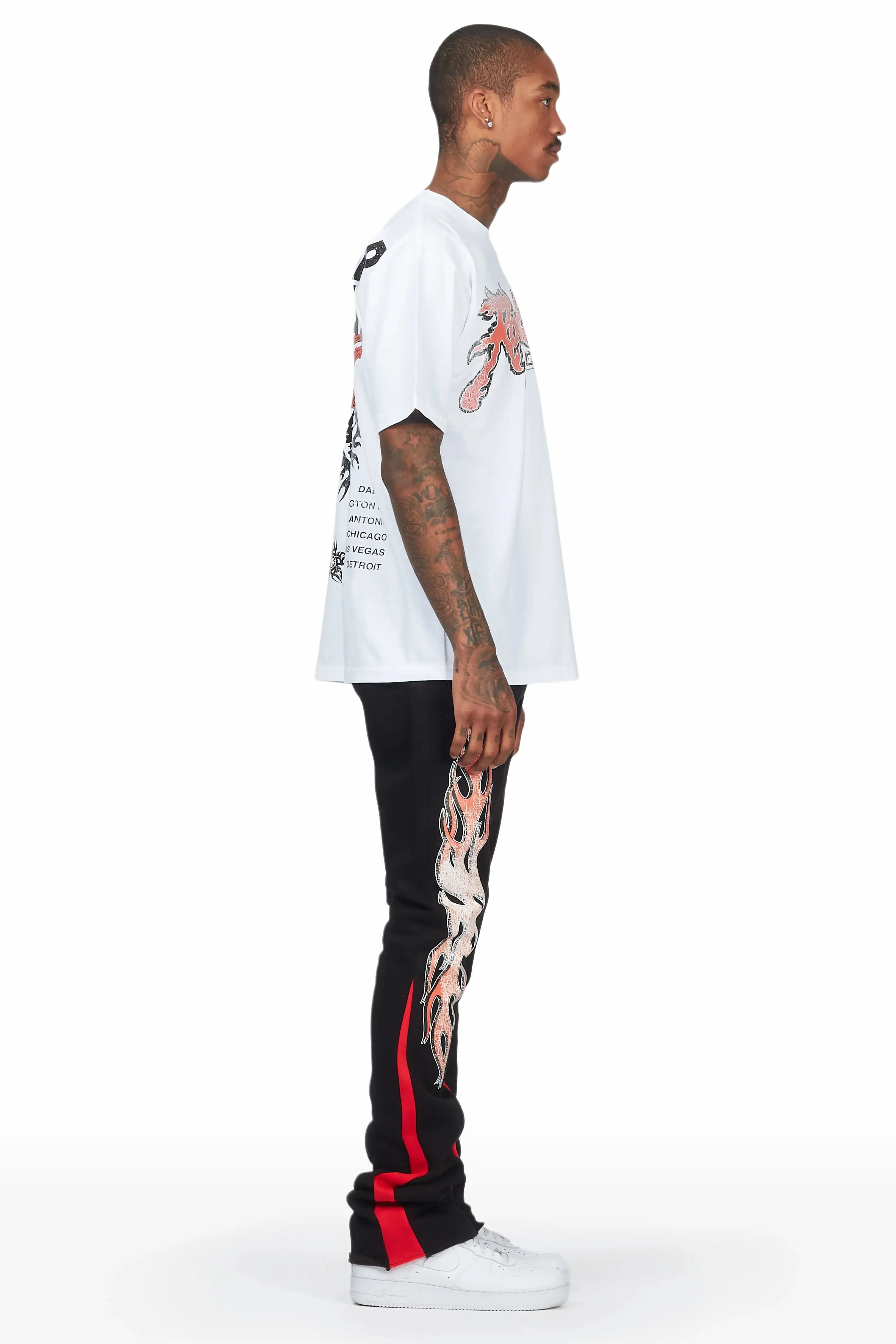 Yash White/Black T-Shirt Stacked Flare Track Set sold by Rockstar Original product image thumbnail 4