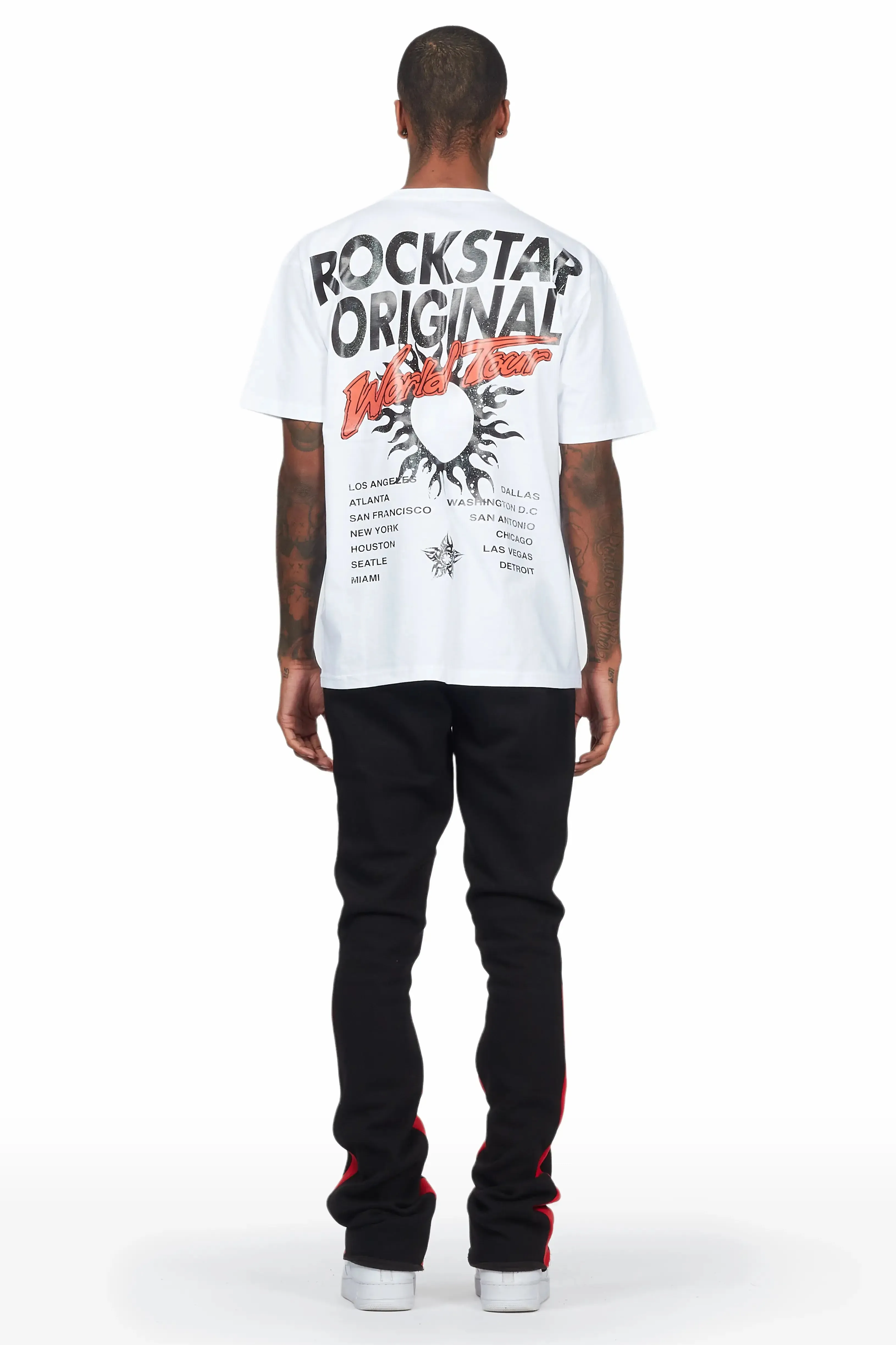 Yash White/Black T-Shirt Stacked Flare Track Set sold by Rockstar Original product image thumbnail 3