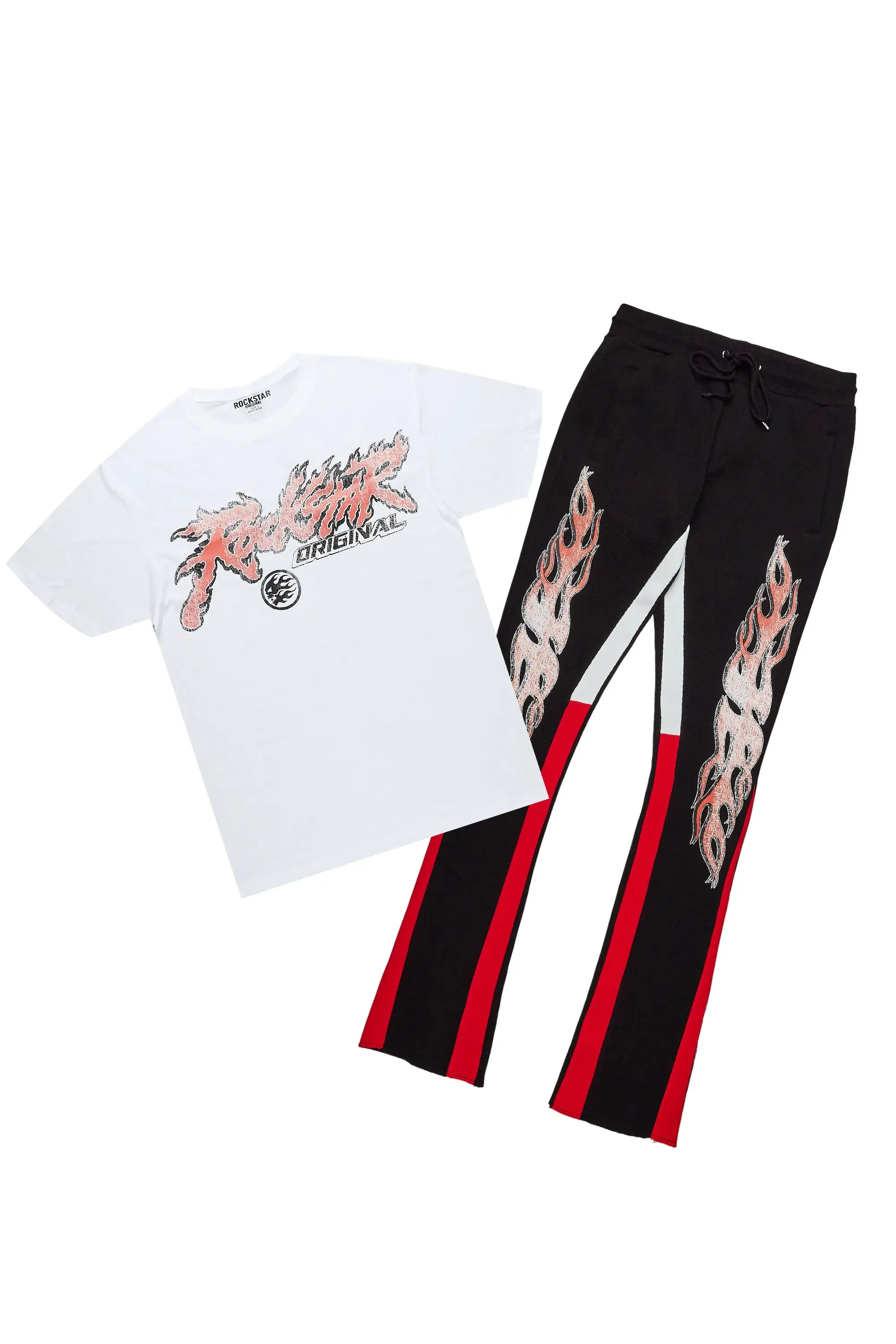 Yash White/Black T-Shirt Stacked Flare Track Set sold by Rockstar Original