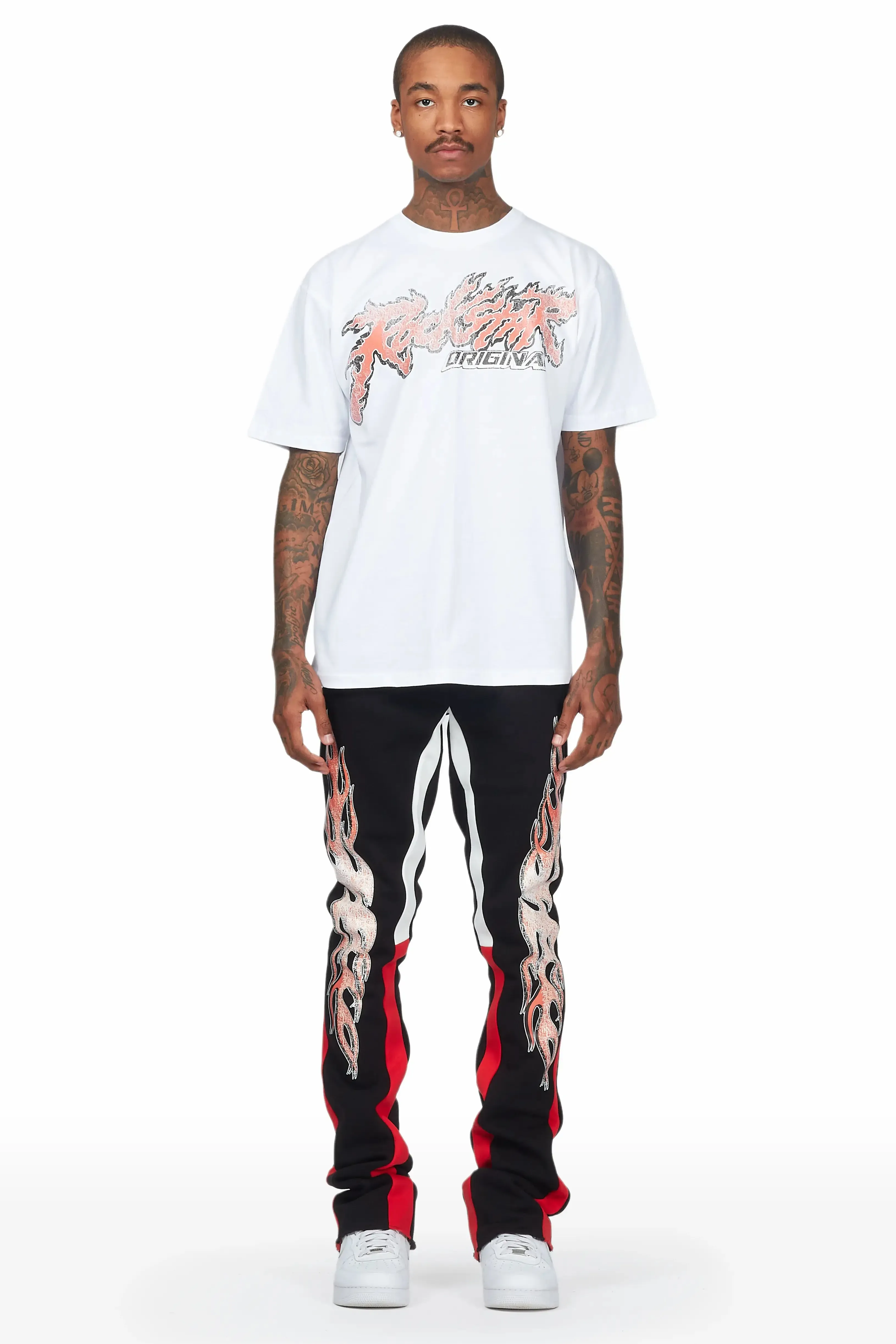 Yash White/Black T-Shirt Stacked Flare Track Set sold by Rockstar Original product image thumbnail 2