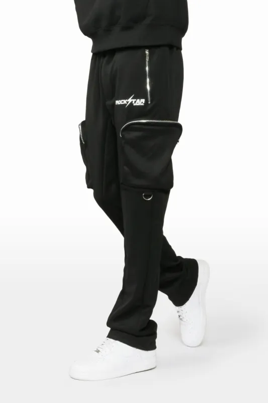 Colin Black Stacked Flare Trackpant sold by Rockstar Original