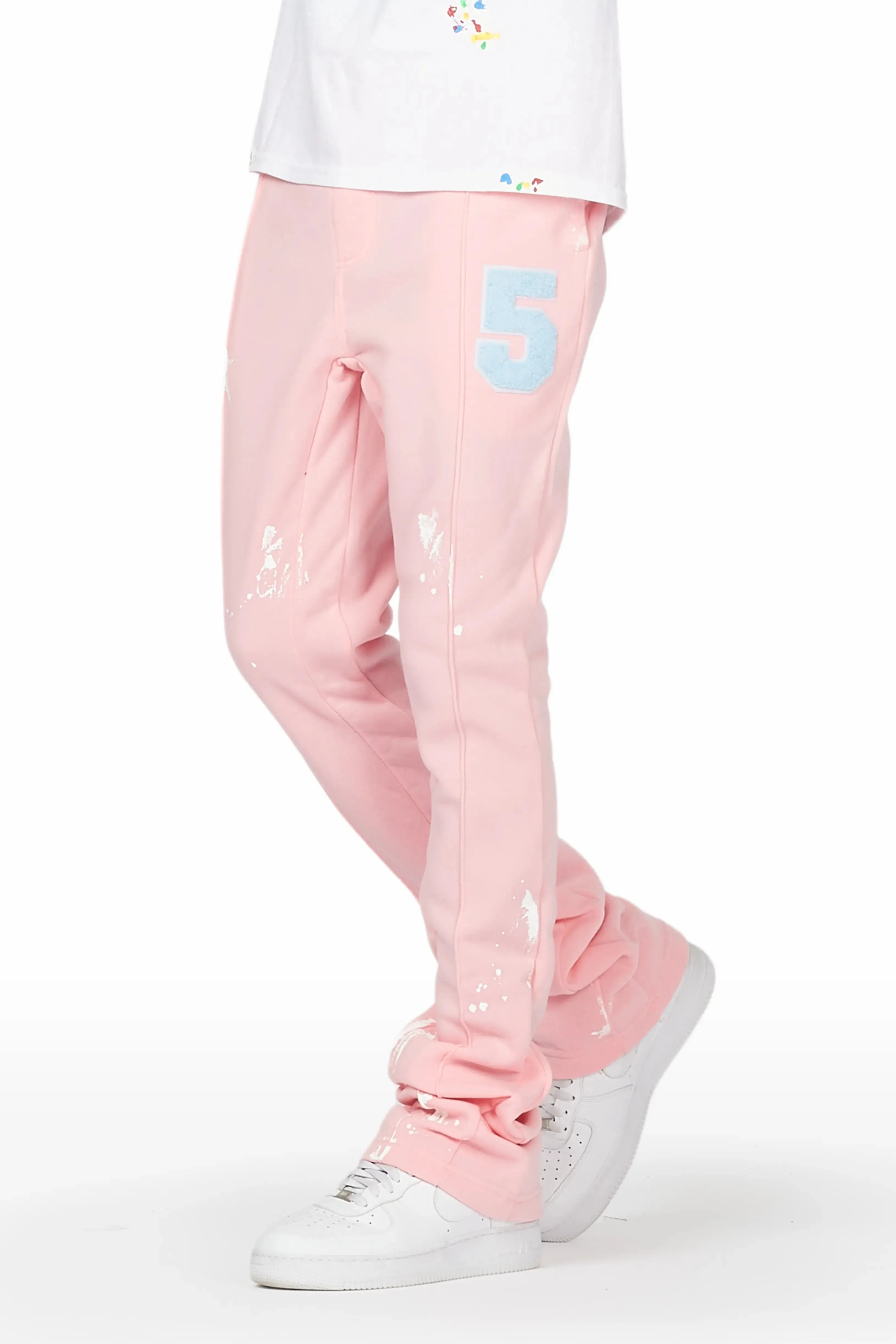Angelo Pink Patchwork Stacked Flare Pants sold by Rockstar Original
