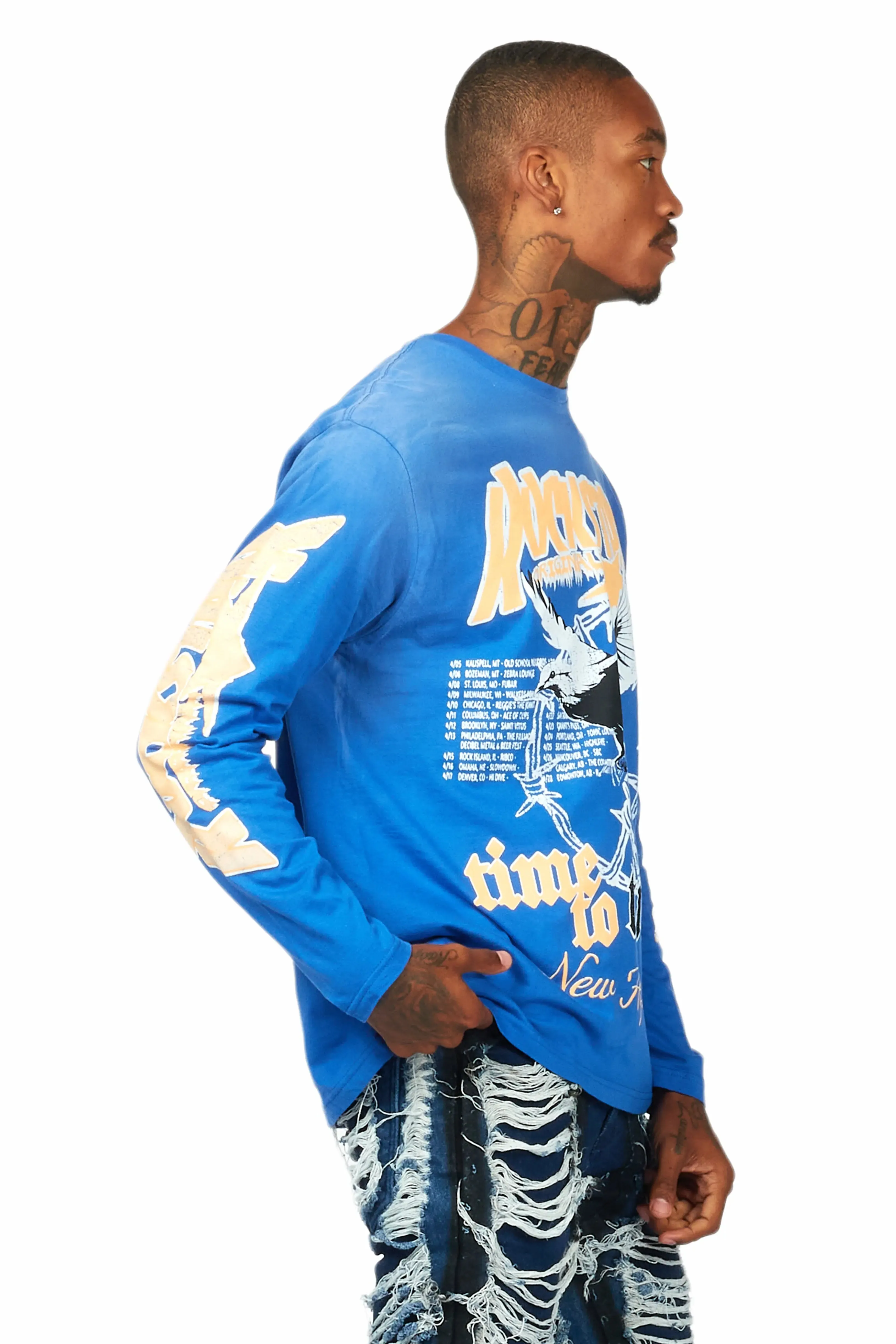 Burial Royal Blue Long Sleeve Graphic T-Shirt sold by Rockstar Original product image thumbnail 3