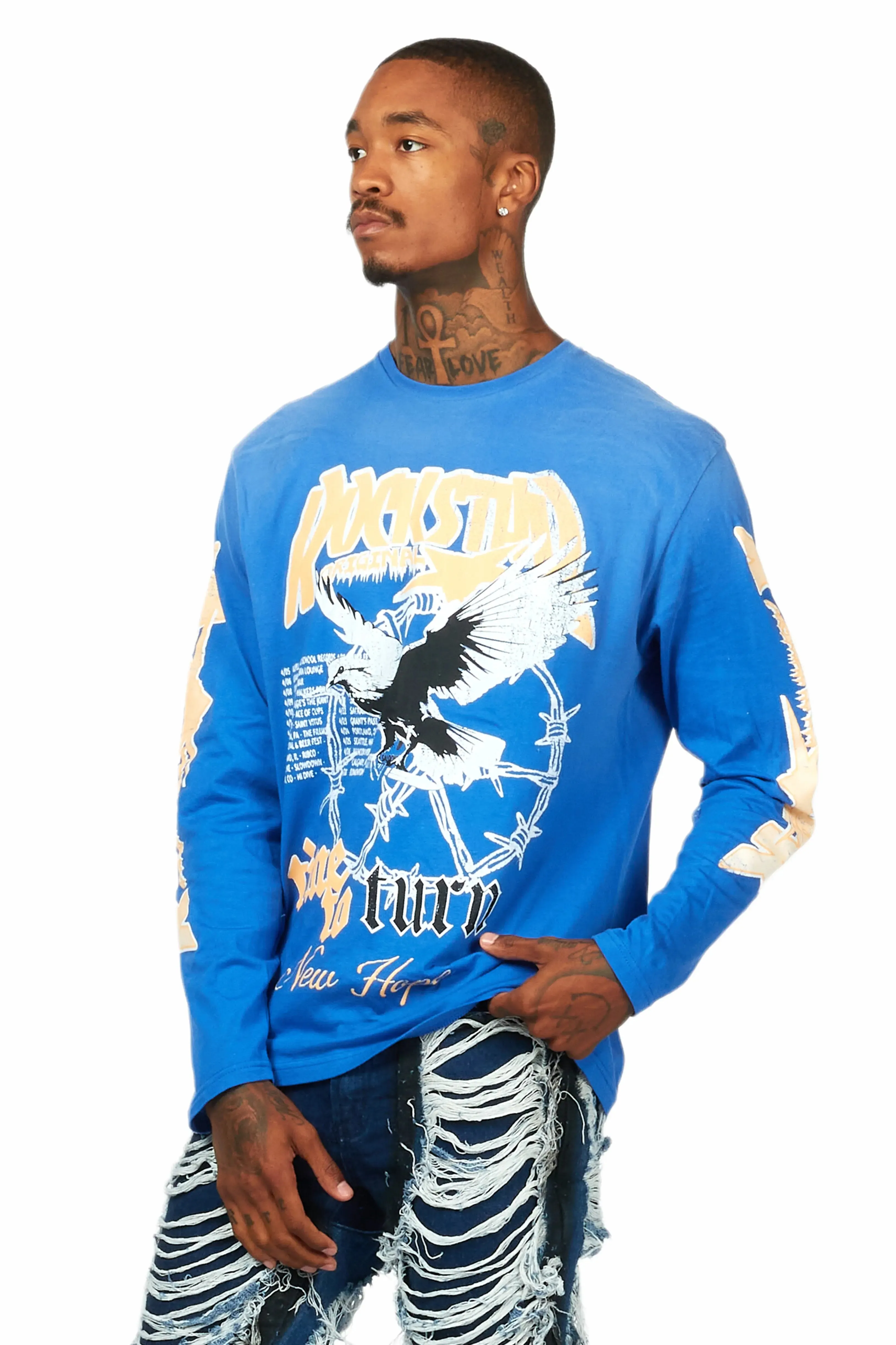 Burial Royal Blue Long Sleeve Graphic T-Shirt sold by Rockstar Original product image thumbnail 5
