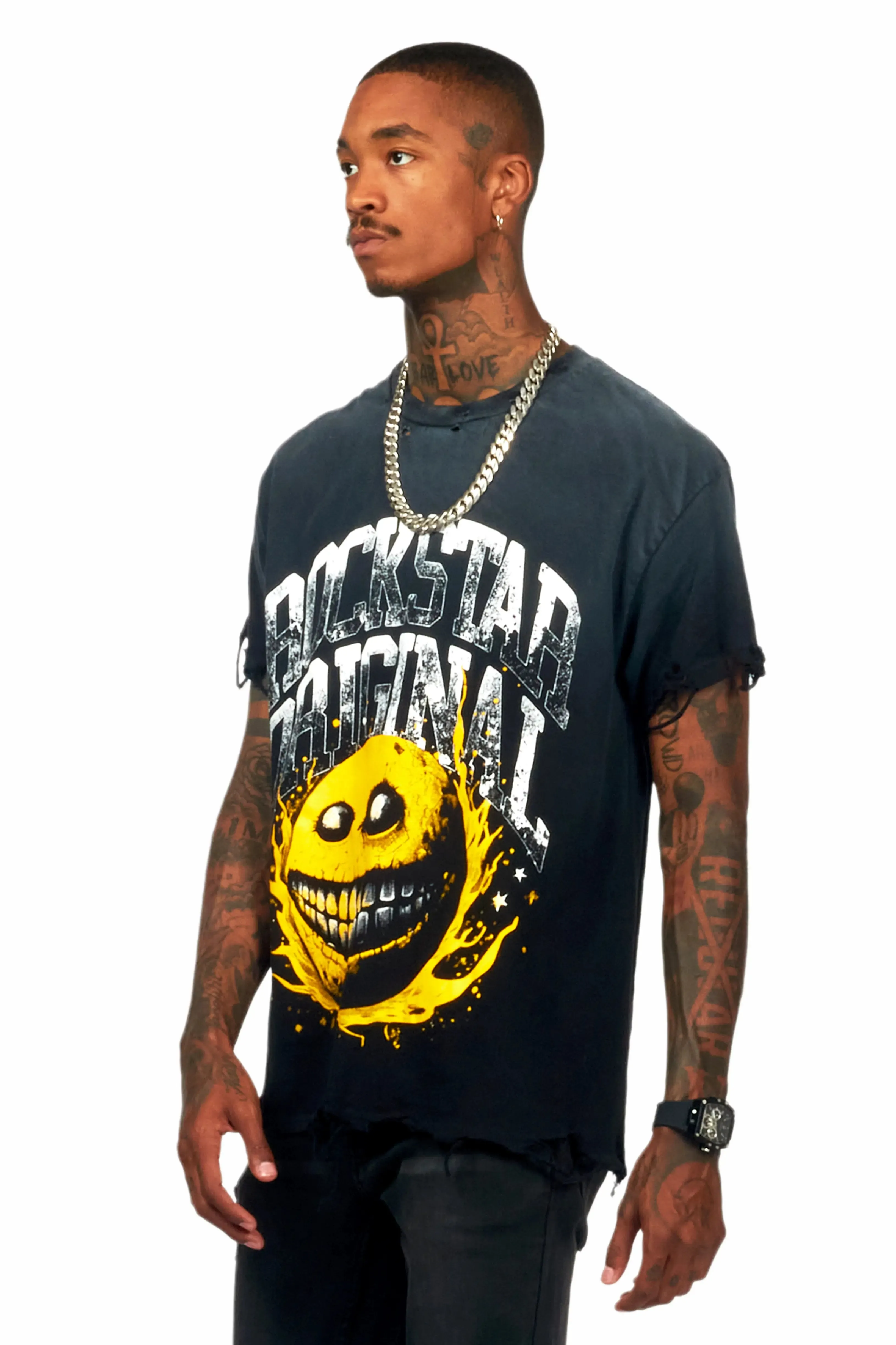 Chuffed Black Oversized Graphic T-Shirt sold by Rockstar Original product image thumbnail 4
