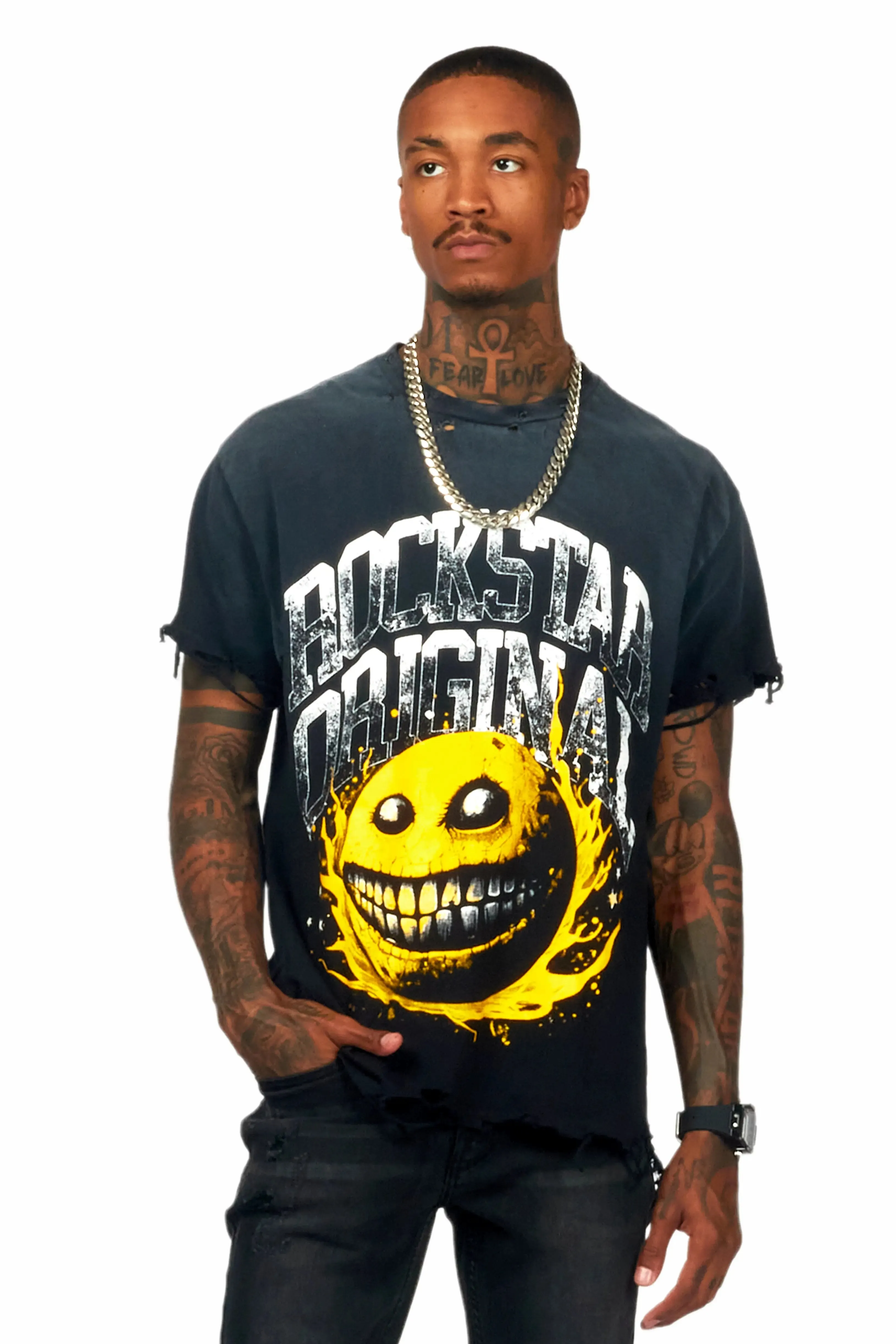 Chuffed Black Oversized Graphic T-Shirt sold by Rockstar Original product image thumbnail 2