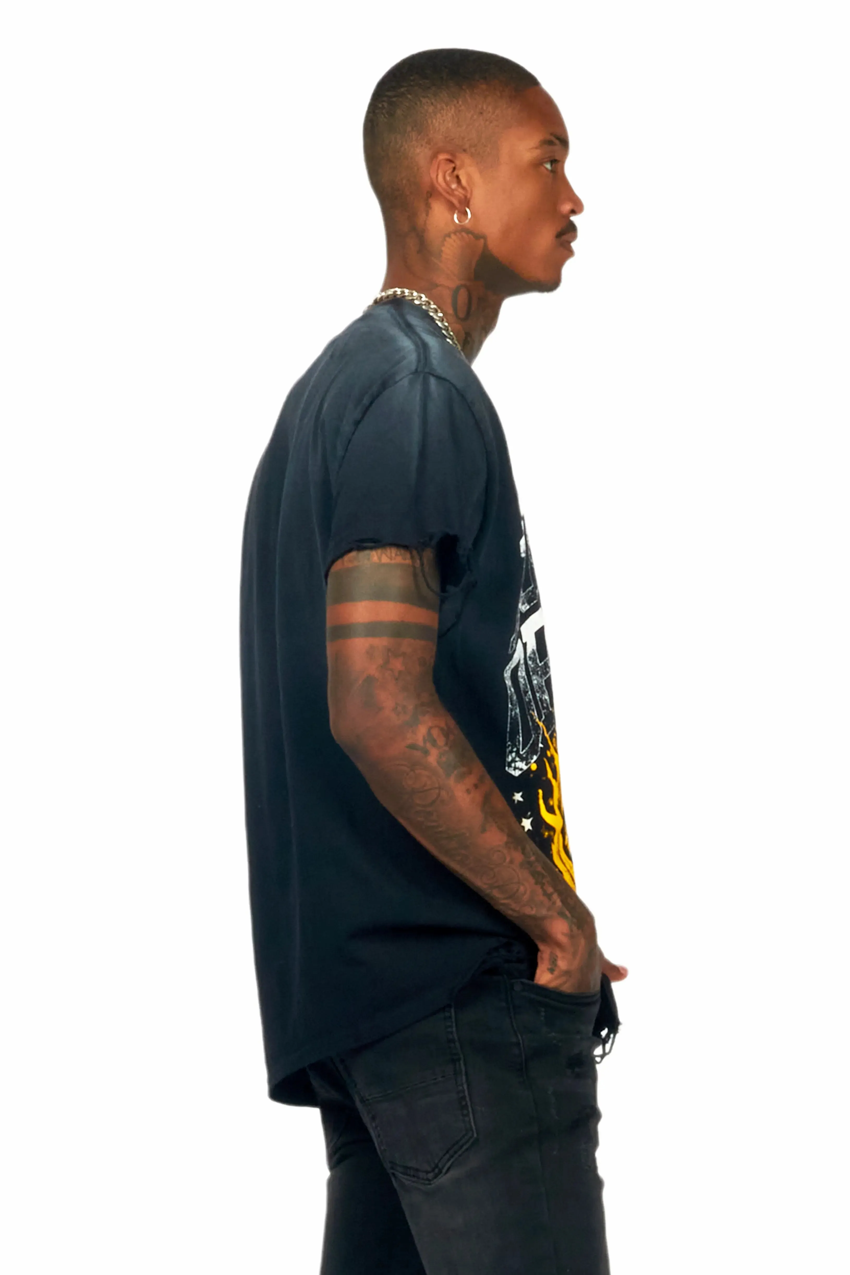 Chuffed Black Oversized Graphic T-Shirt sold by Rockstar Original product image thumbnail 5