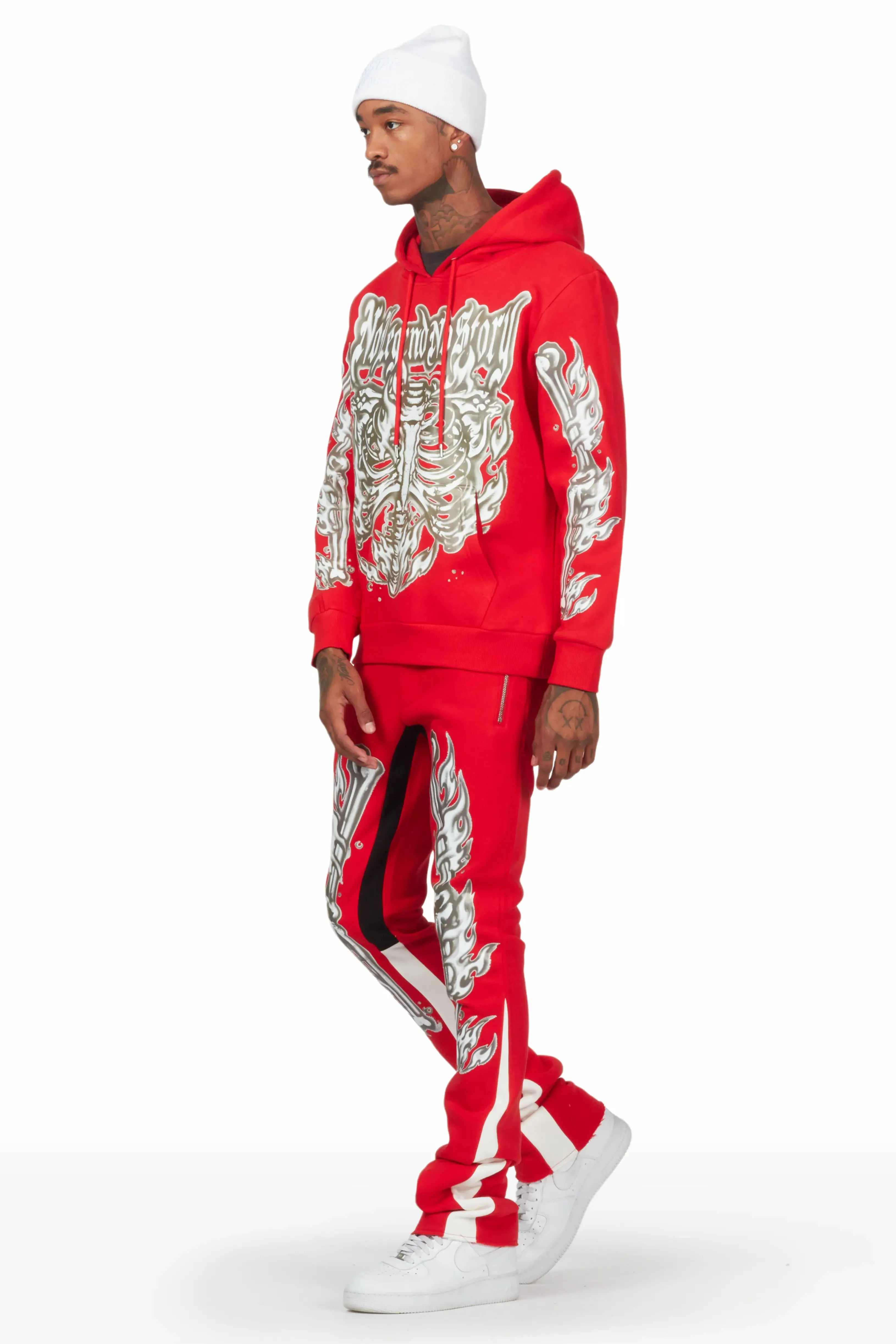Skelly Red Hoodie Stacked Flare Track Set sold by Rockstar Original product image thumbnail 2