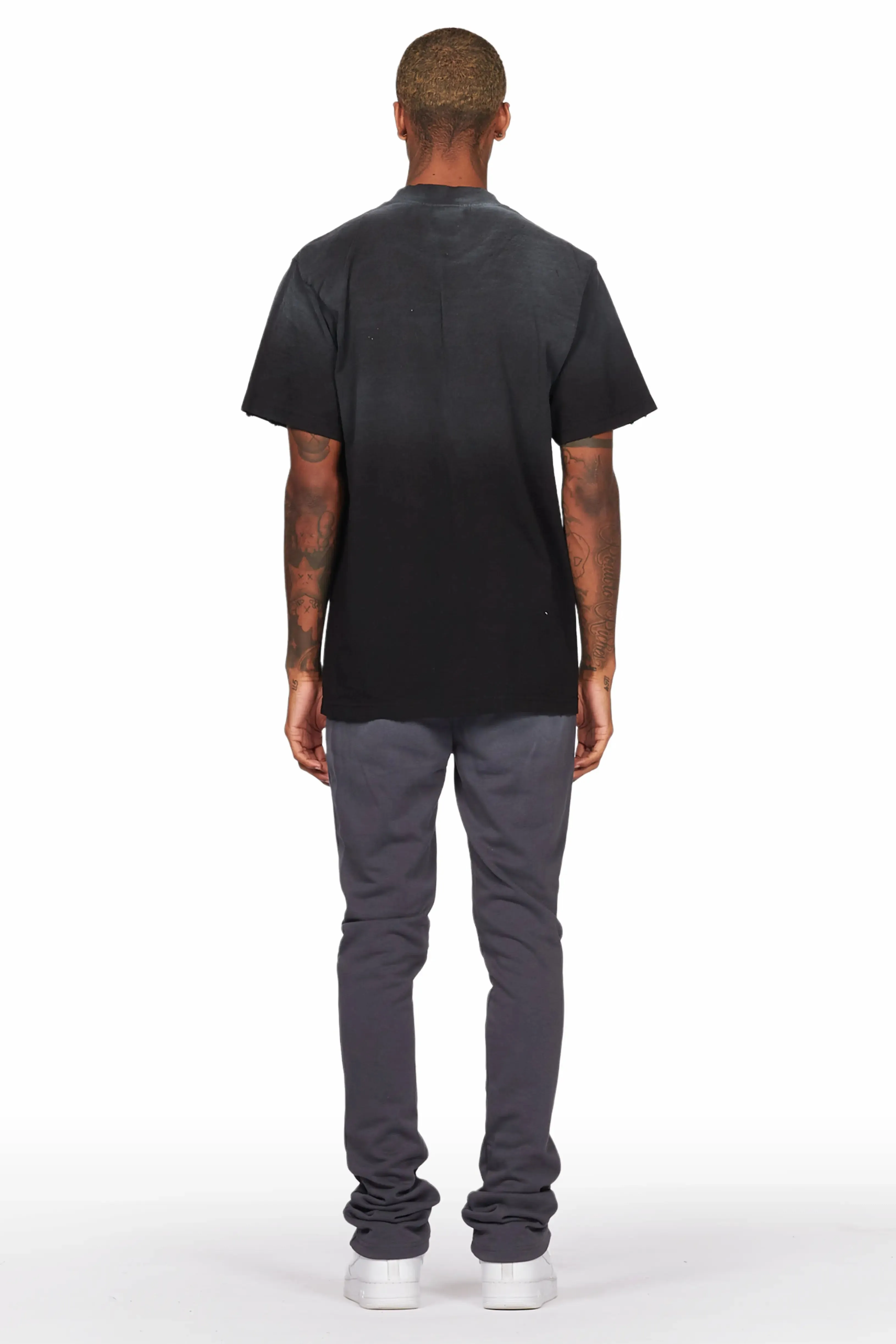 Vadim Charcoal/Black Oversize T-Shirt/Stacked Flare Track Set sold by Rockstar Original product image thumbnail 4