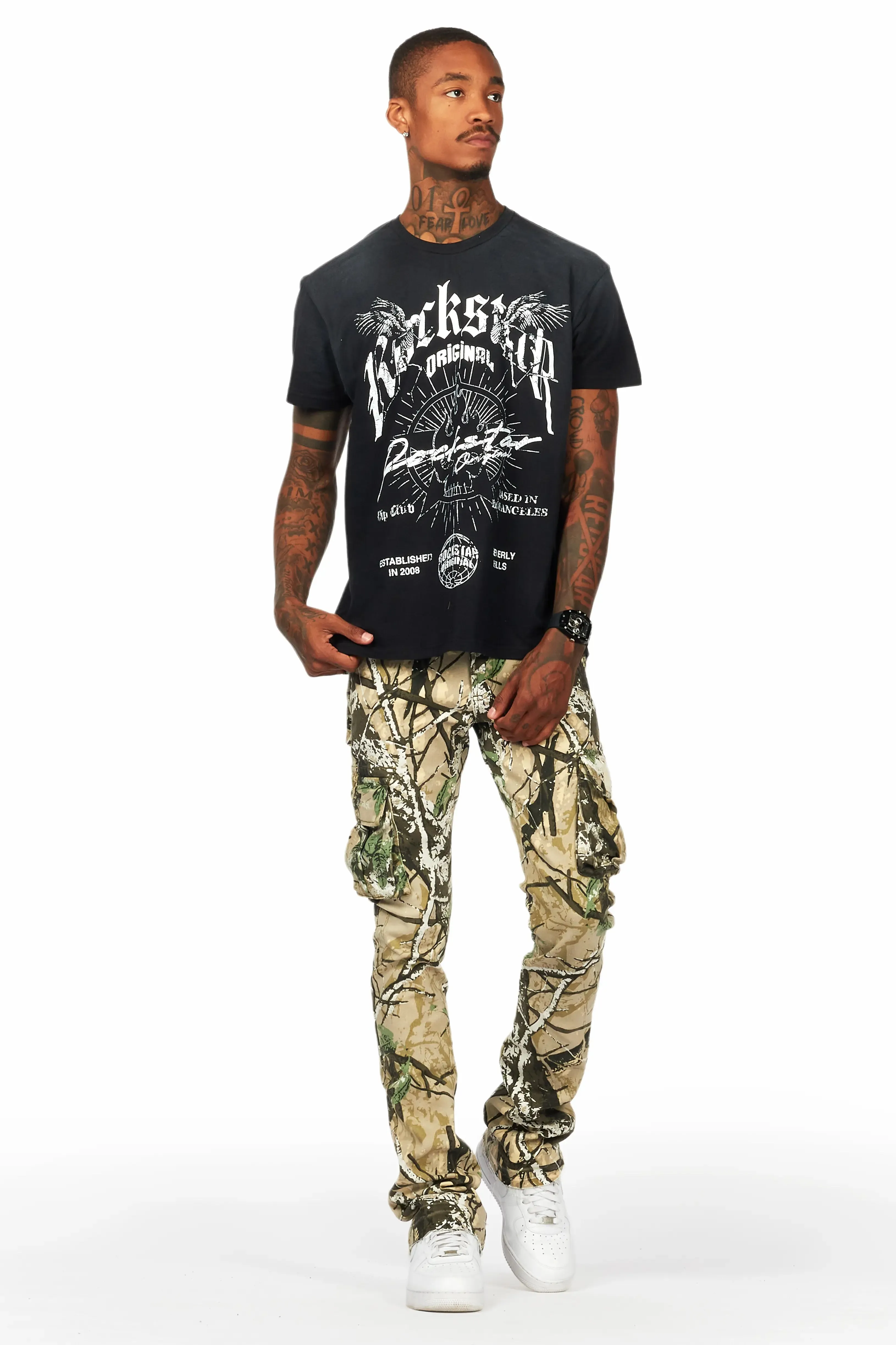 Kirrem Tree Camo Stacked Flare Jean sold by Rockstar Original product image thumbnail 3