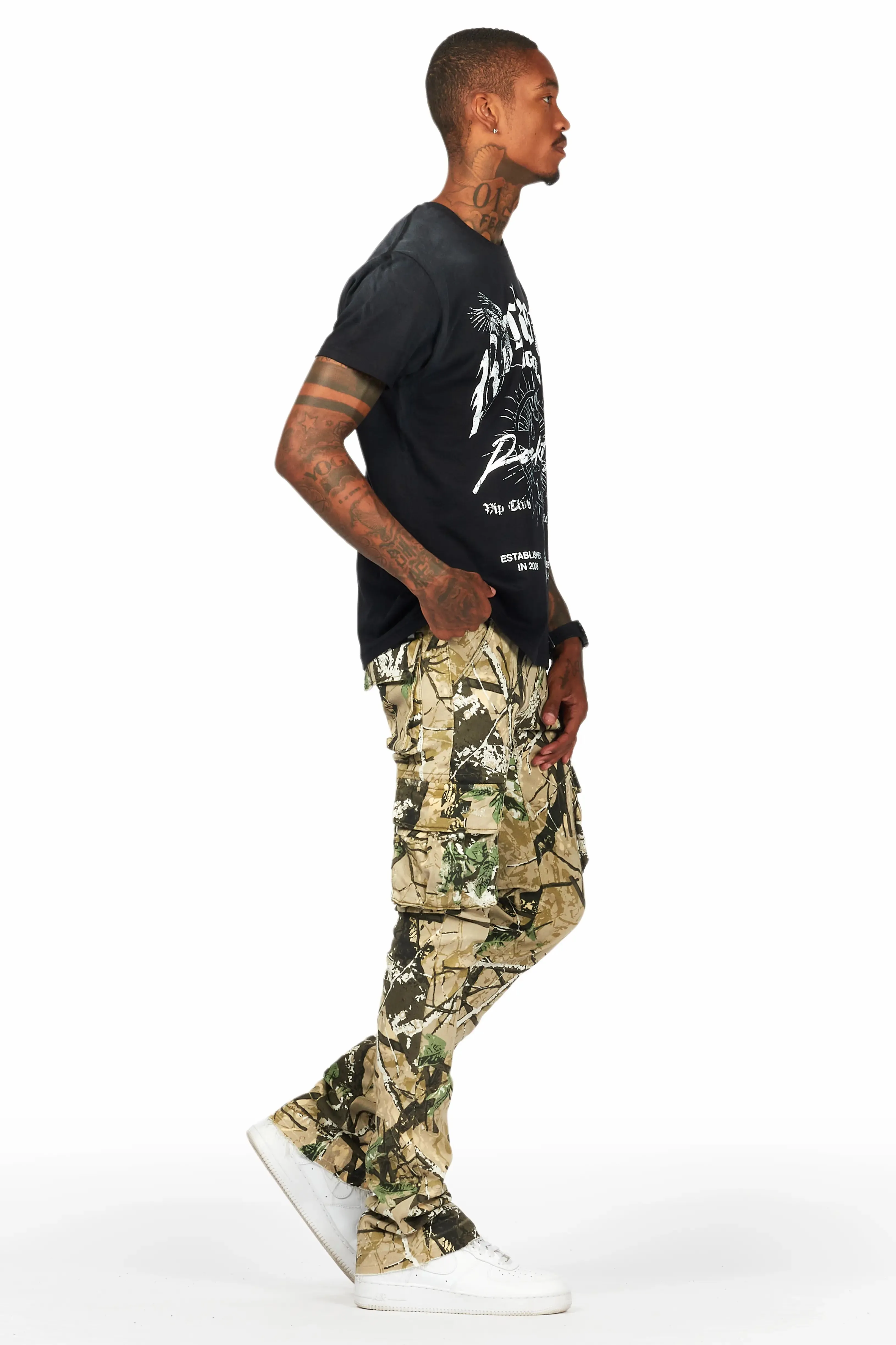 Kirrem Tree Camo Stacked Flare Jean sold by Rockstar Original product image thumbnail 4