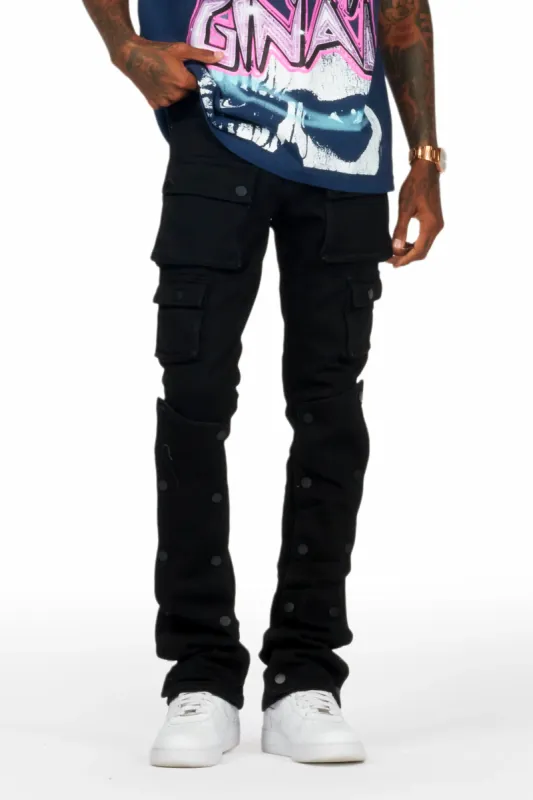 Santana Black Stacked Flare Jean sold by Rockstar Original