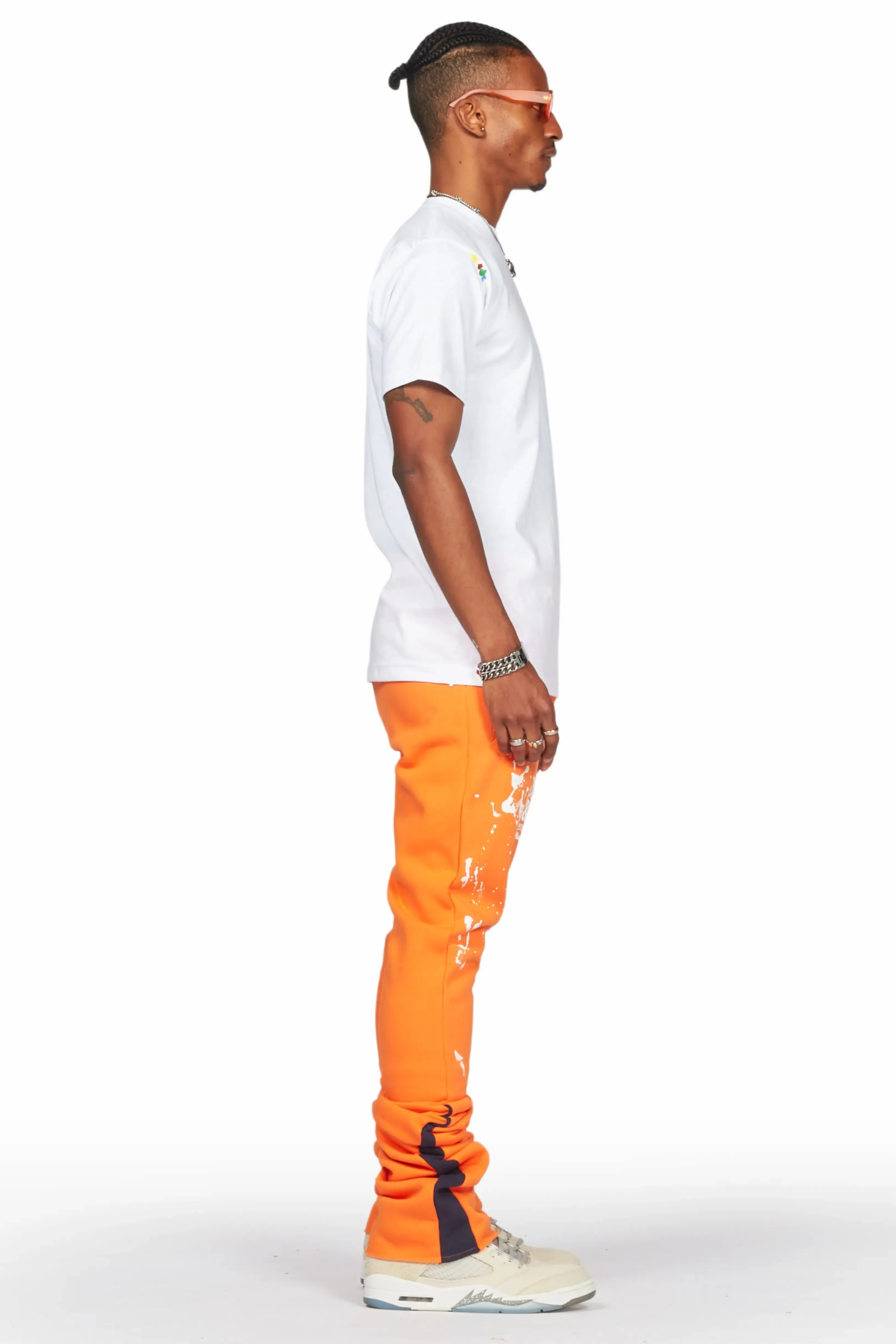 Damone Orange Super Stacked Flare Track Pant sold by Rockstar Original product image thumbnail 4