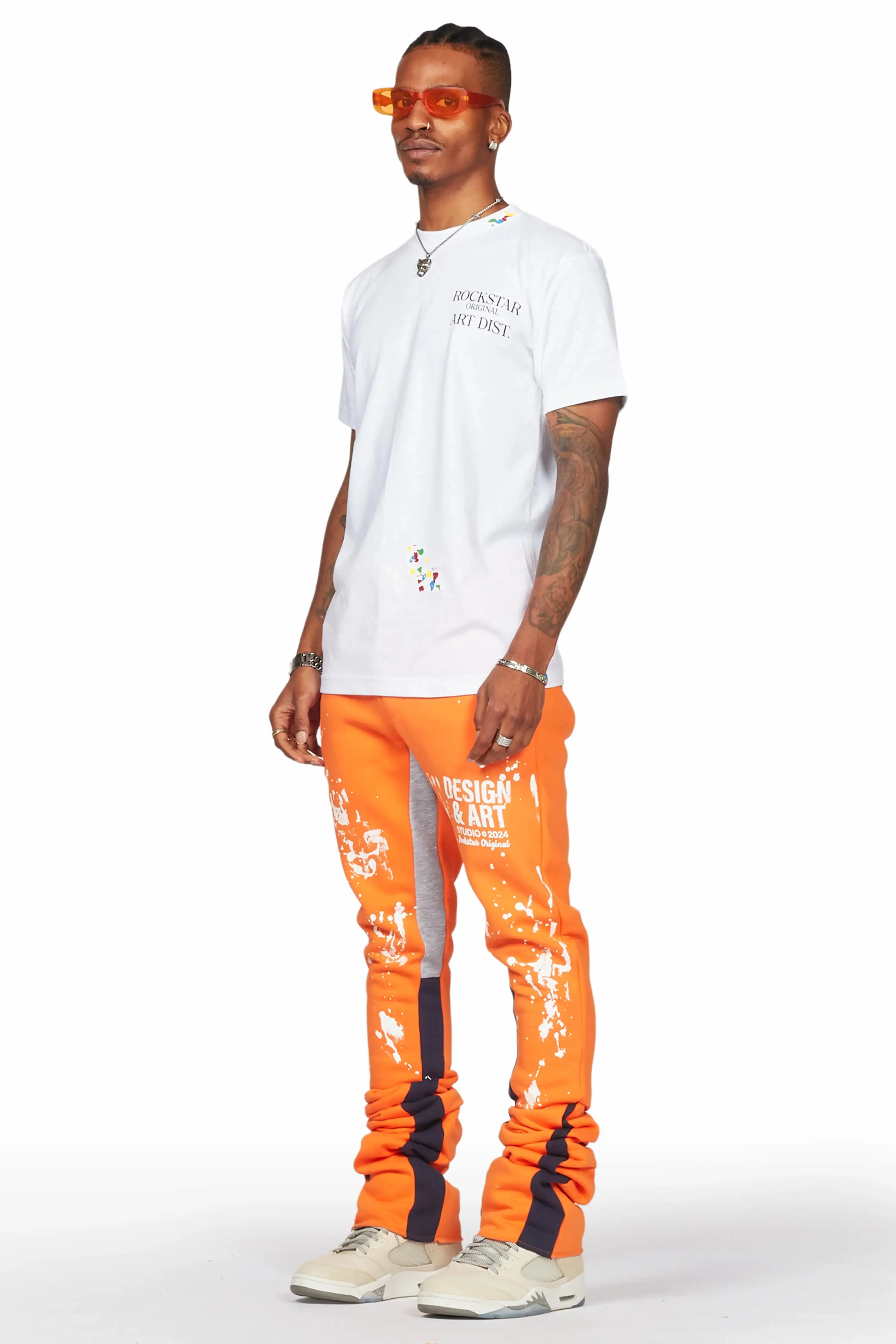 Damone Orange Super Stacked Flare Track Pant sold by Rockstar Original product image thumbnail 3