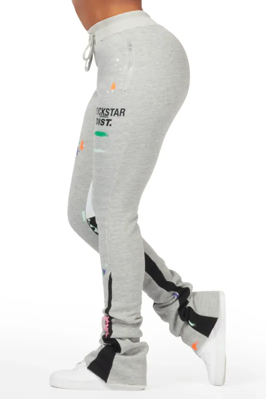 Karenthia Heather Grey Stacked Track Pant sold by Rockstar Original