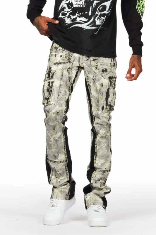 Tassilo Light Camo Painter Stacked Flare Jean sold by Rockstar Original