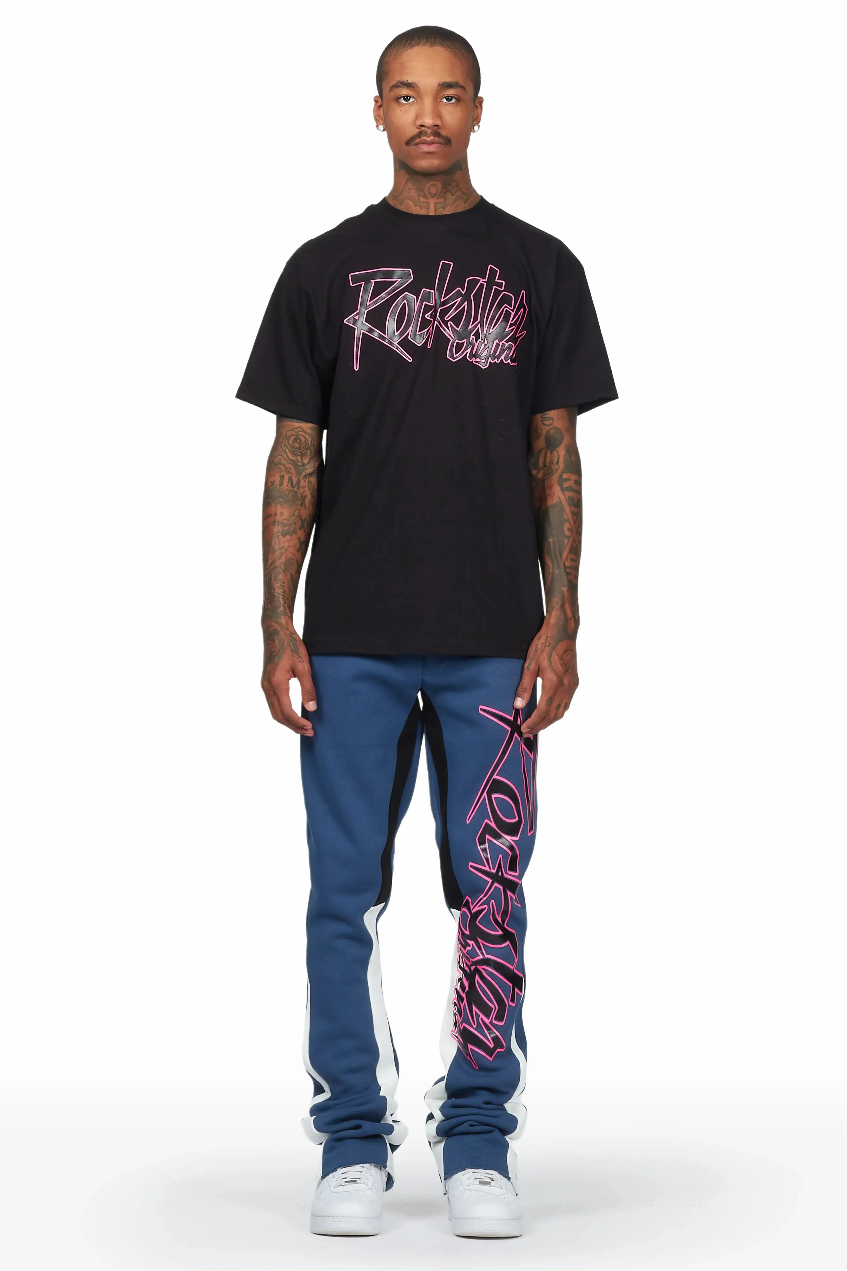 Kalibre Navy/Black T-Shirt Stacked Flare Track Set sold by Rockstar Original product image thumbnail 2