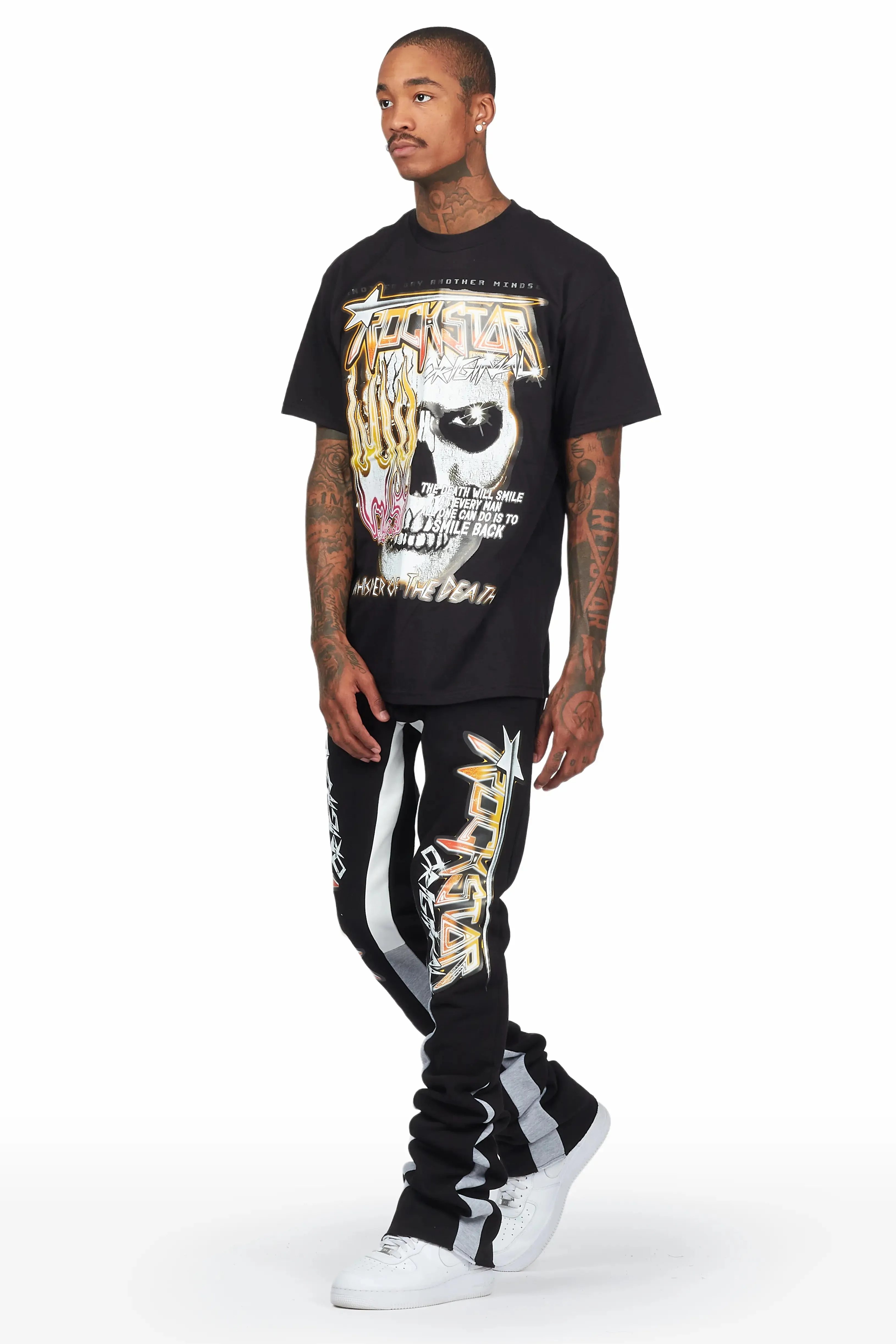 Wali Black T-Shirt Super Stacked Flare Track Set sold by Rockstar Original product image thumbnail 5