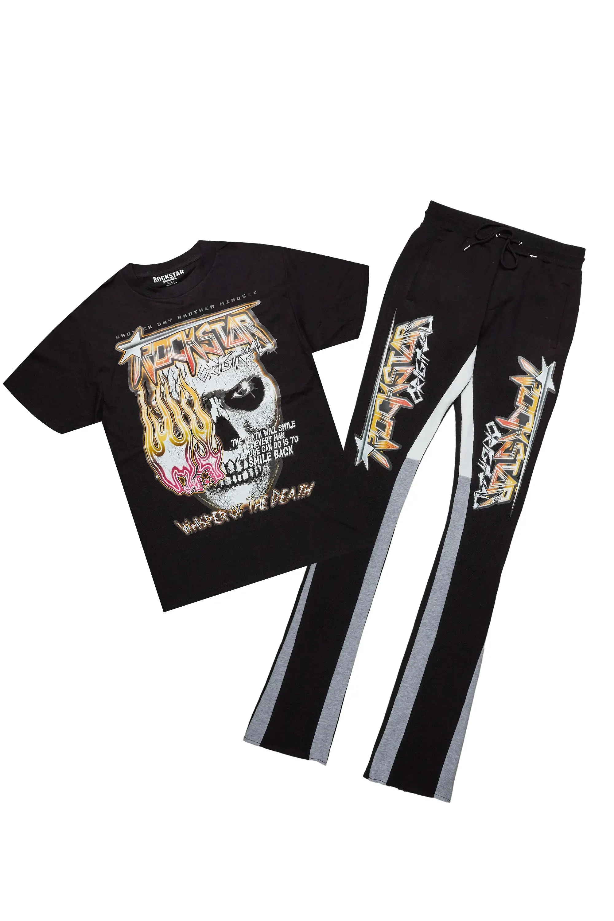 Wali Black T-Shirt Super Stacked Flare Track Set sold by Rockstar Original