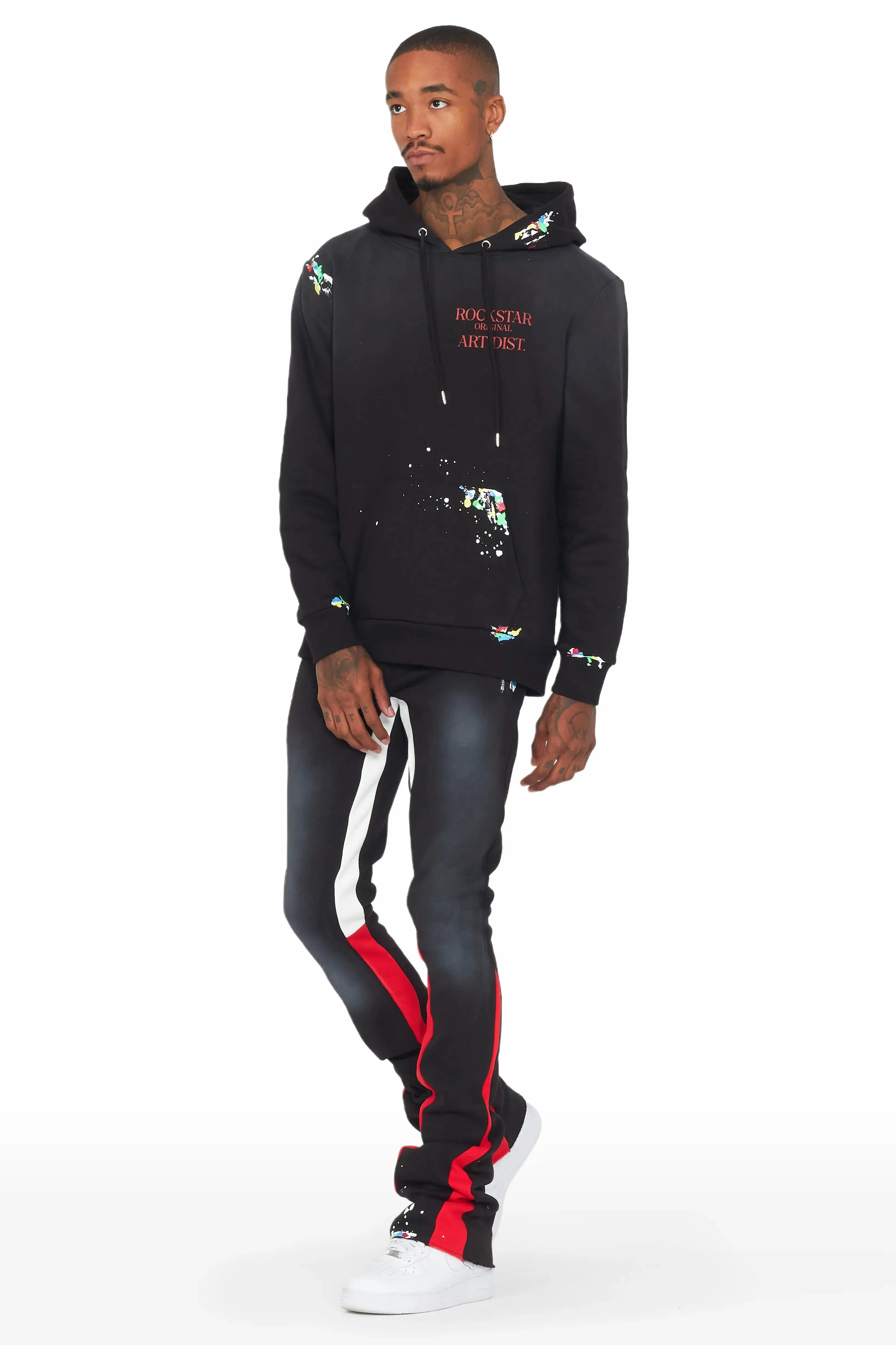 Rockstar Art Dist. Black/Red Hoodie/Stacked Flare Pant Set sold by Rockstar Original product image thumbnail 5