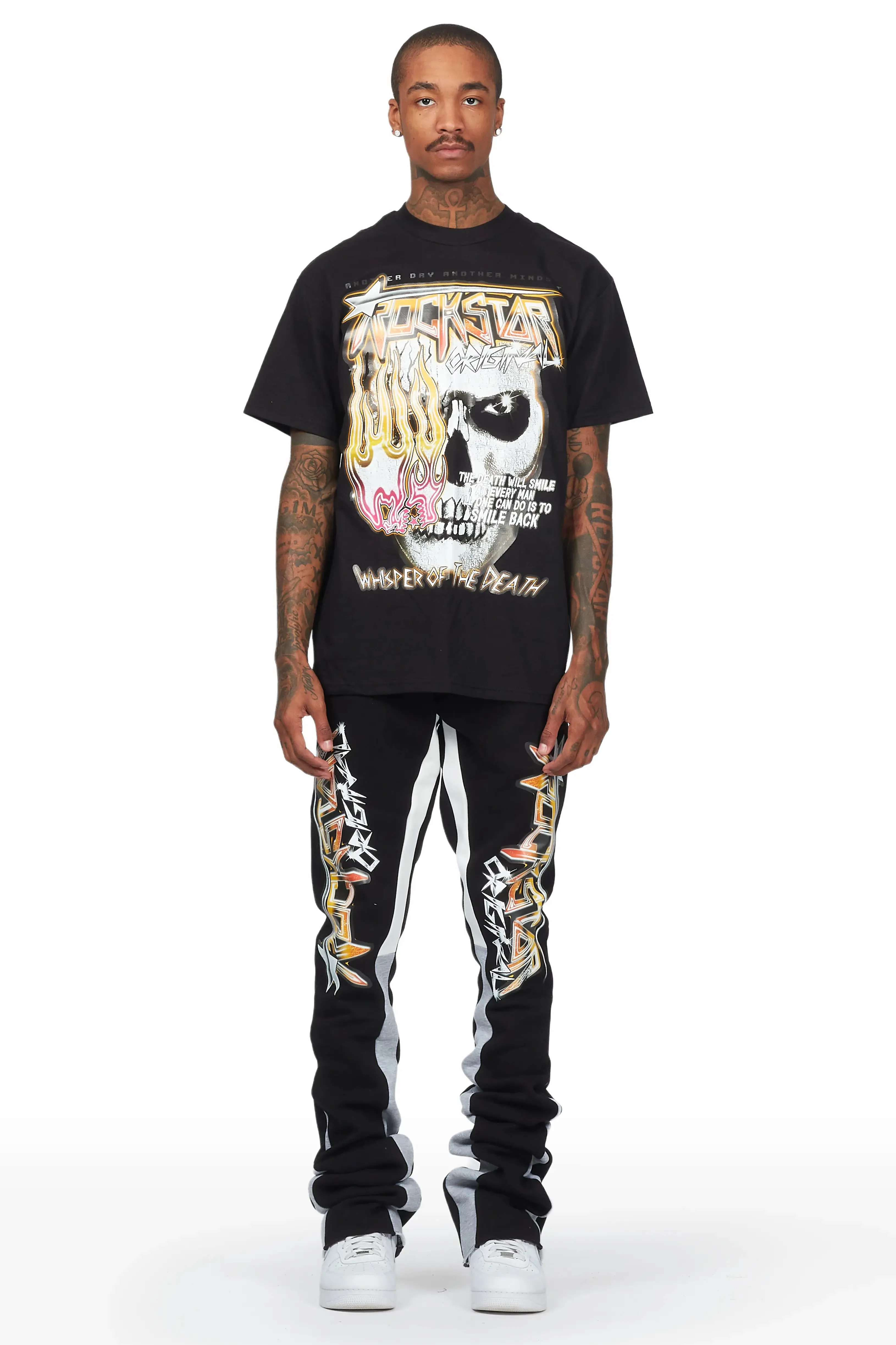 Wali Black T-Shirt Super Stacked Flare Track Set sold by Rockstar Original product image thumbnail 2