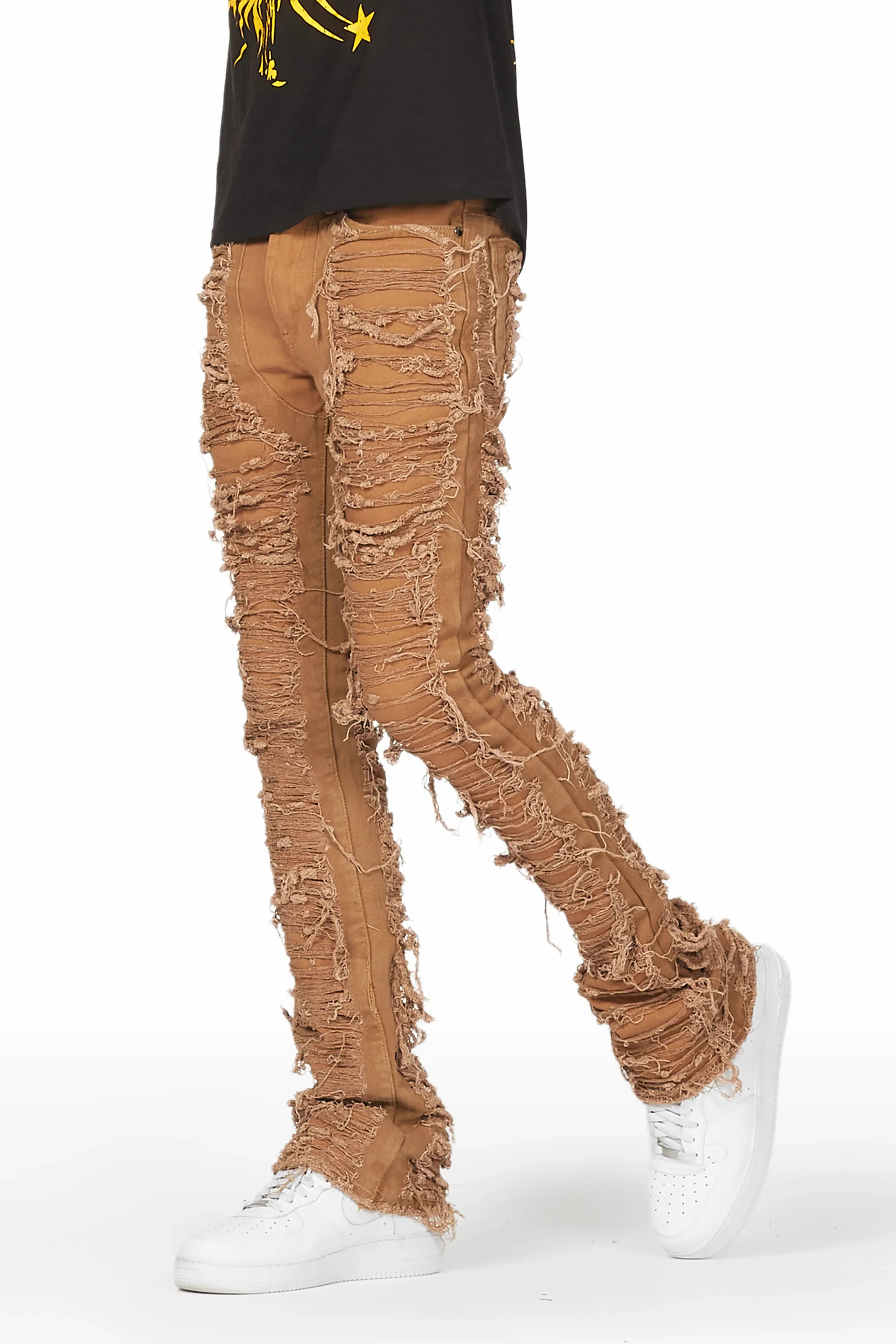 Conrad Beige Stacked Flare Jean sold by Rockstar Original