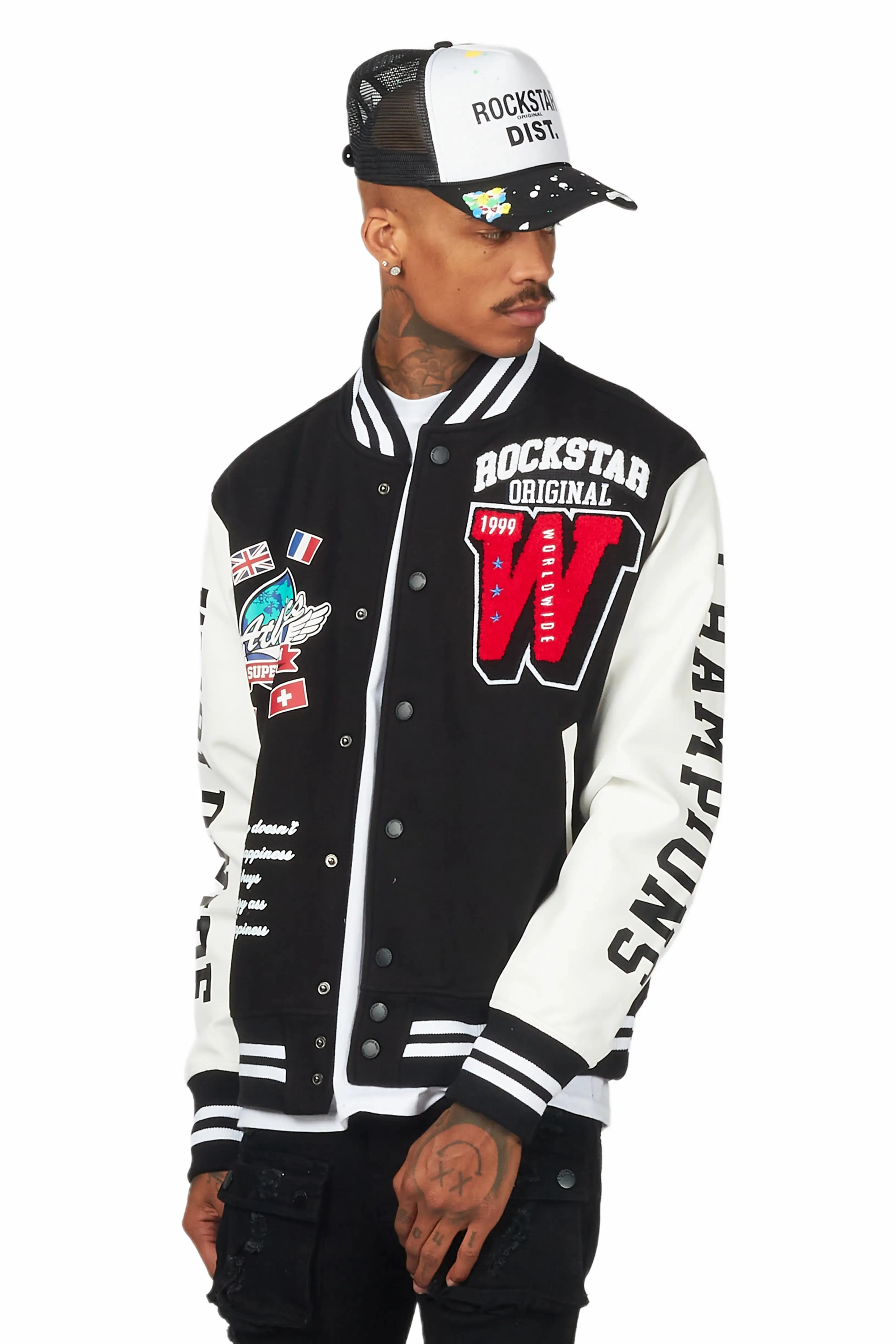 Izumi Black Varsity Jacket sold by Rockstar Original product image thumbnail 4