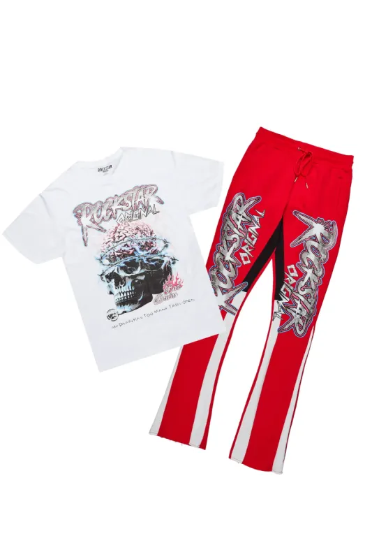 Waller White/Red T-Shirt Stacked Flare Track Set sold by Rockstar Original