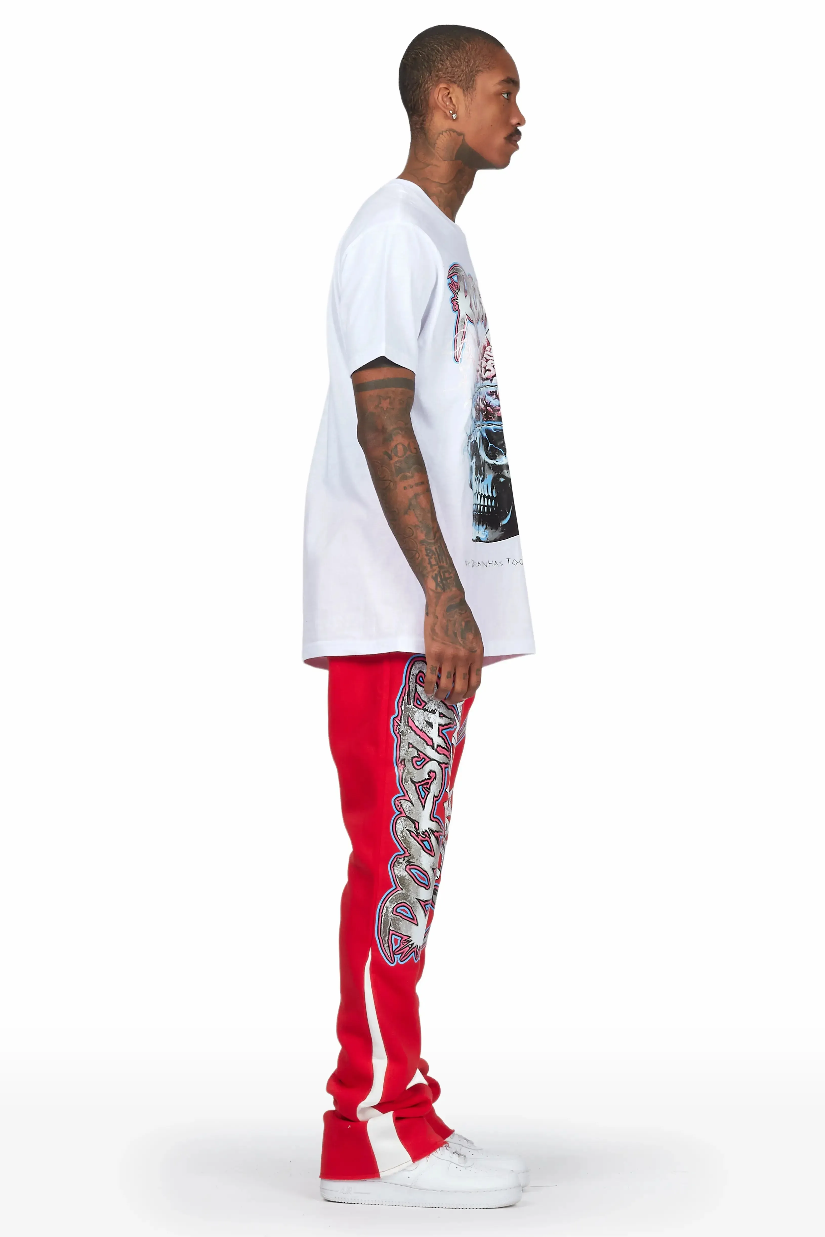 Waller White/Red T-Shirt Stacked Flare Track Set sold by Rockstar Original product image thumbnail 4