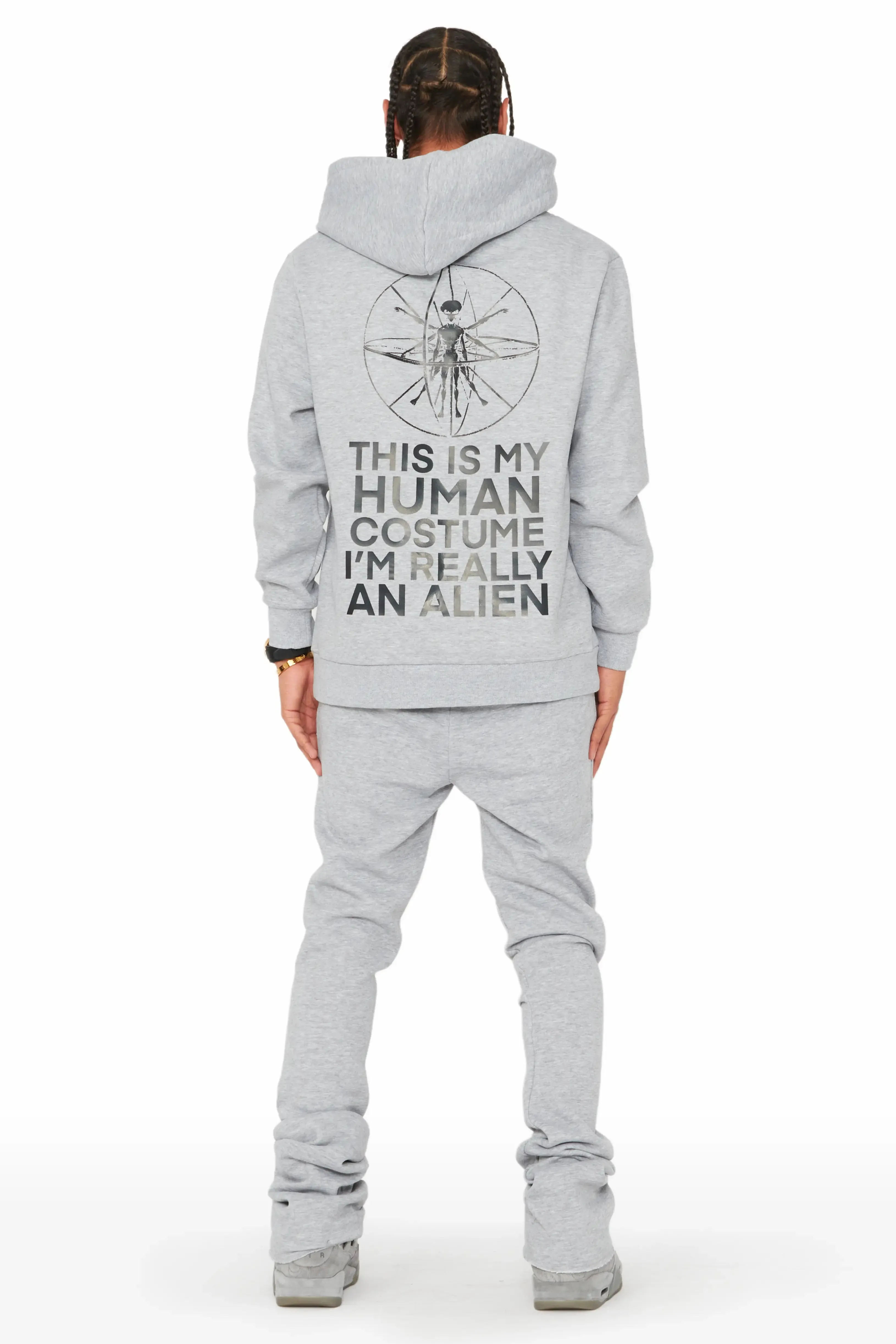 Yarden Grey Graphic Hoodie/Stacked Flare Pant Track Set sold by Rockstar Original product image thumbnail 4