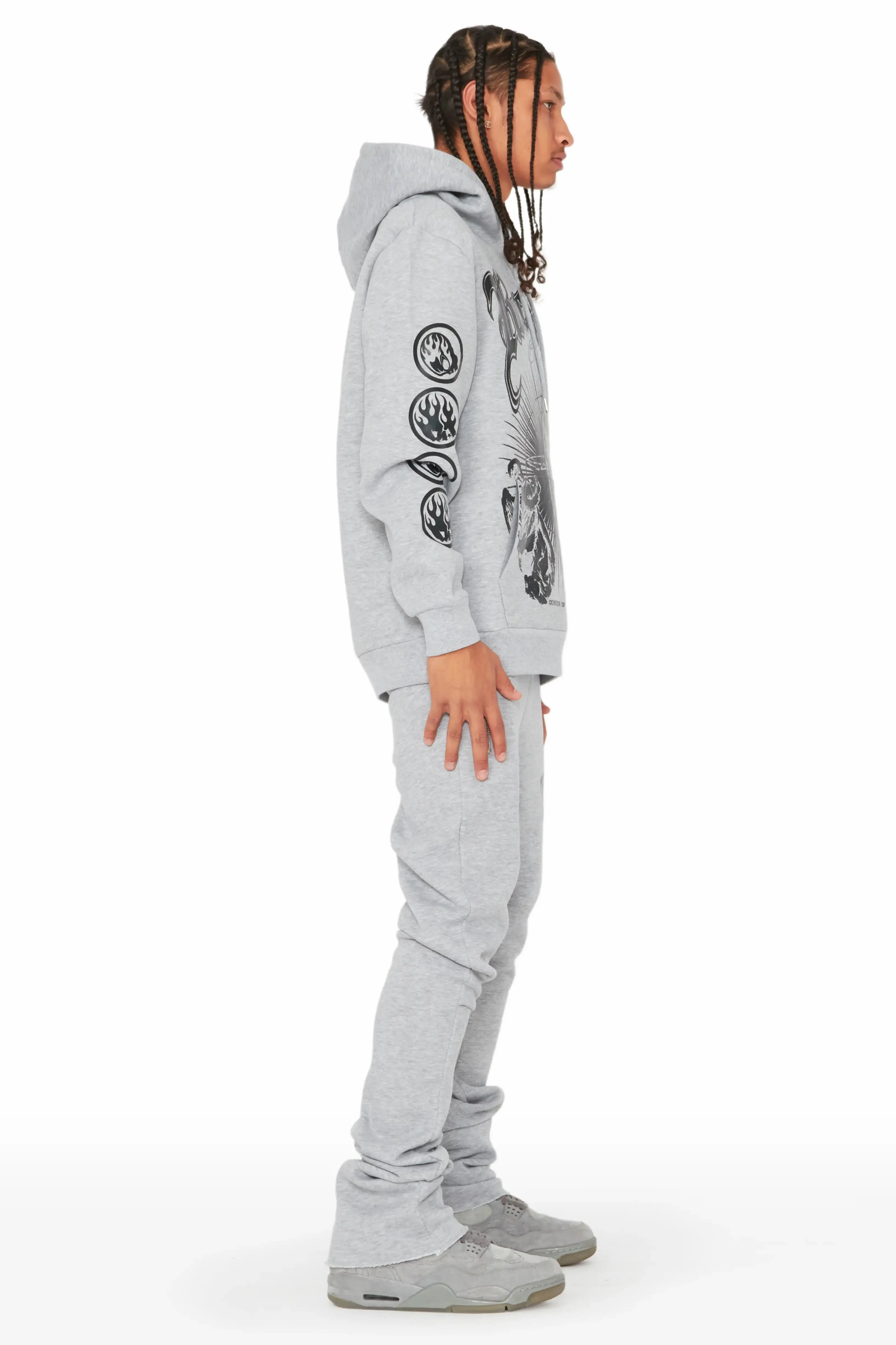 Yarden Grey Graphic Hoodie/Stacked Flare Pant Track Set sold by Rockstar Original product image thumbnail 3