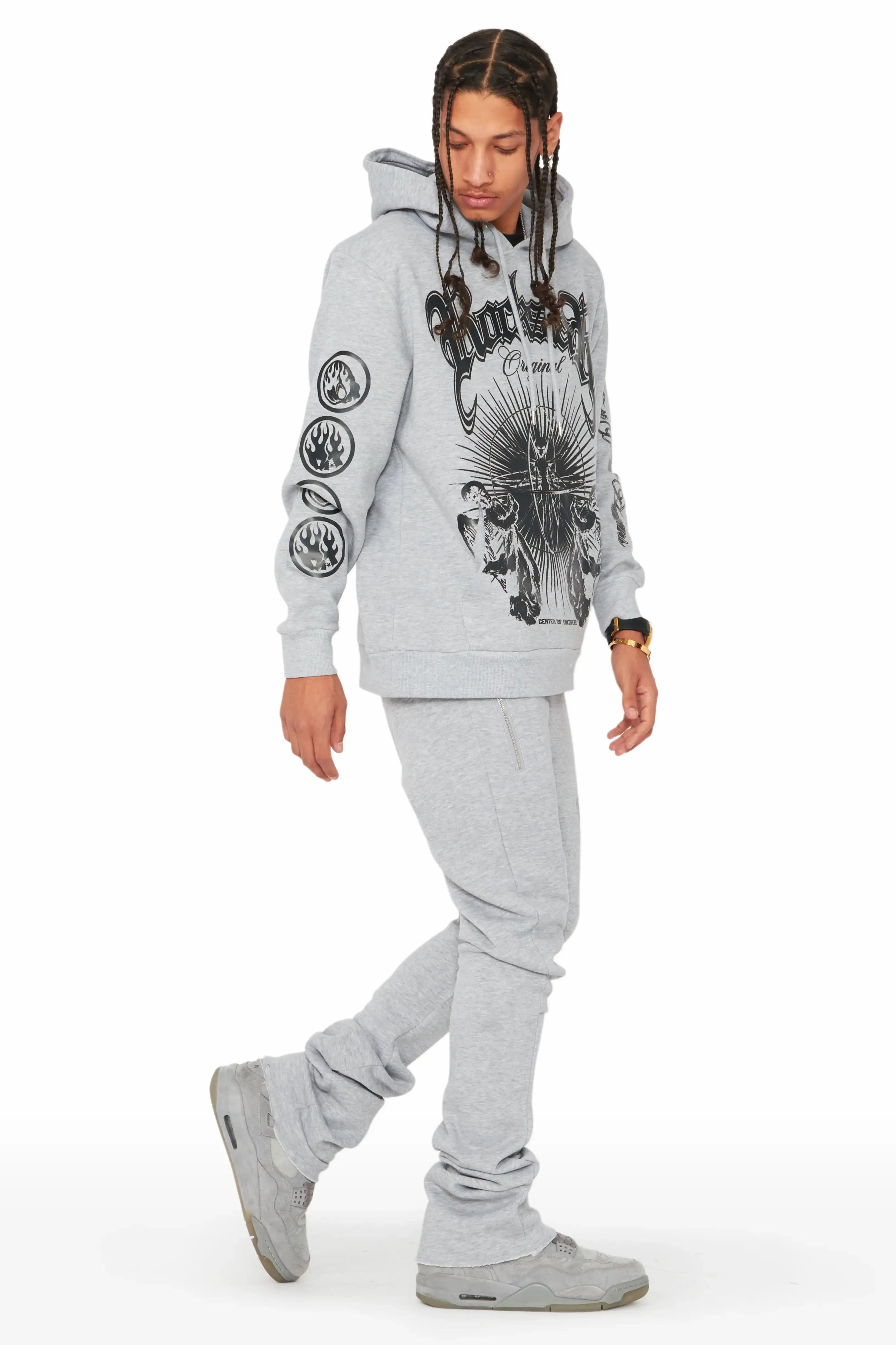 Yarden Grey Graphic Hoodie/Stacked Flare Pant Track Set sold by Rockstar Original product image thumbnail 2