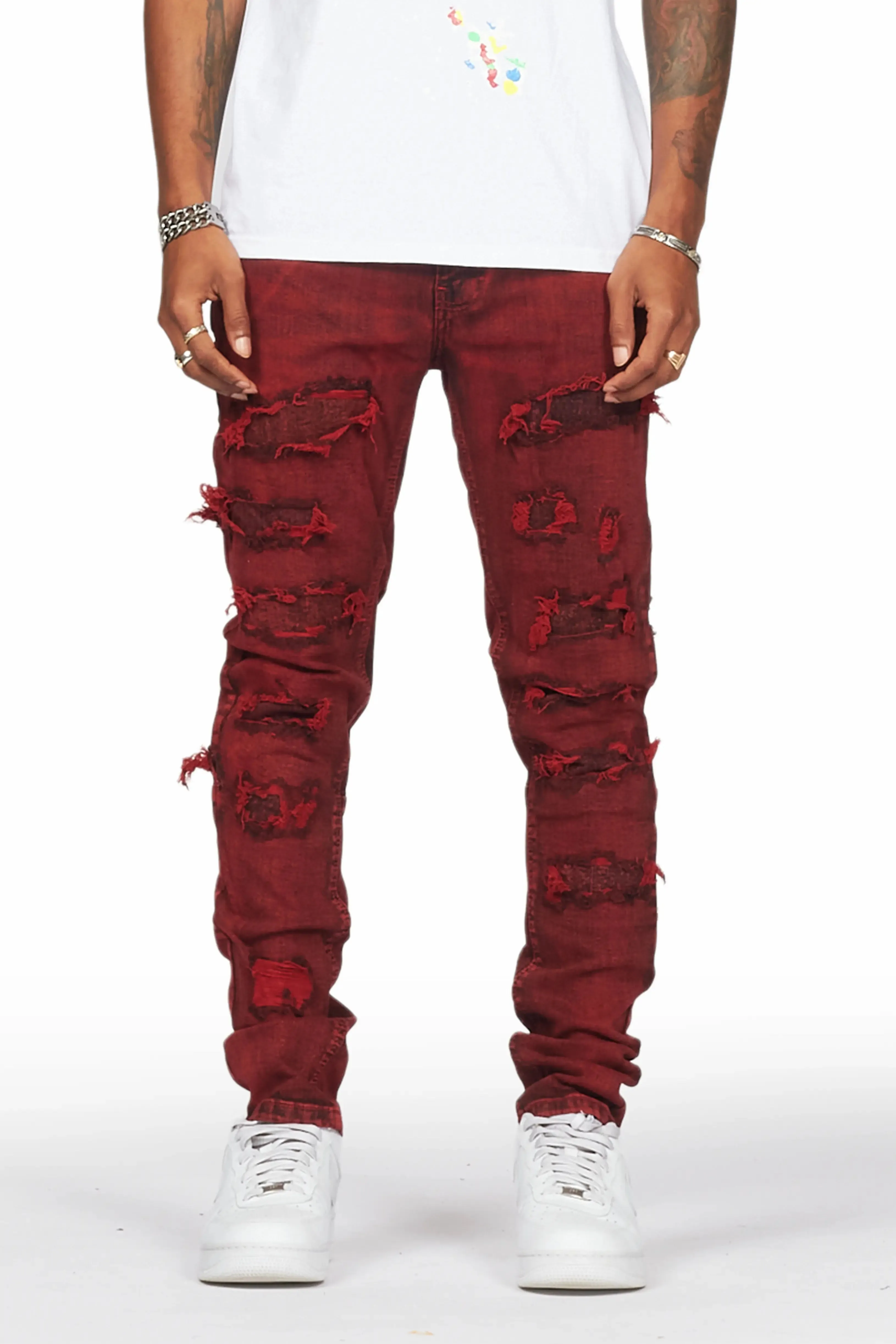 Dalit Red Under Patch Skinny Fit Jean sold by Rockstar Original