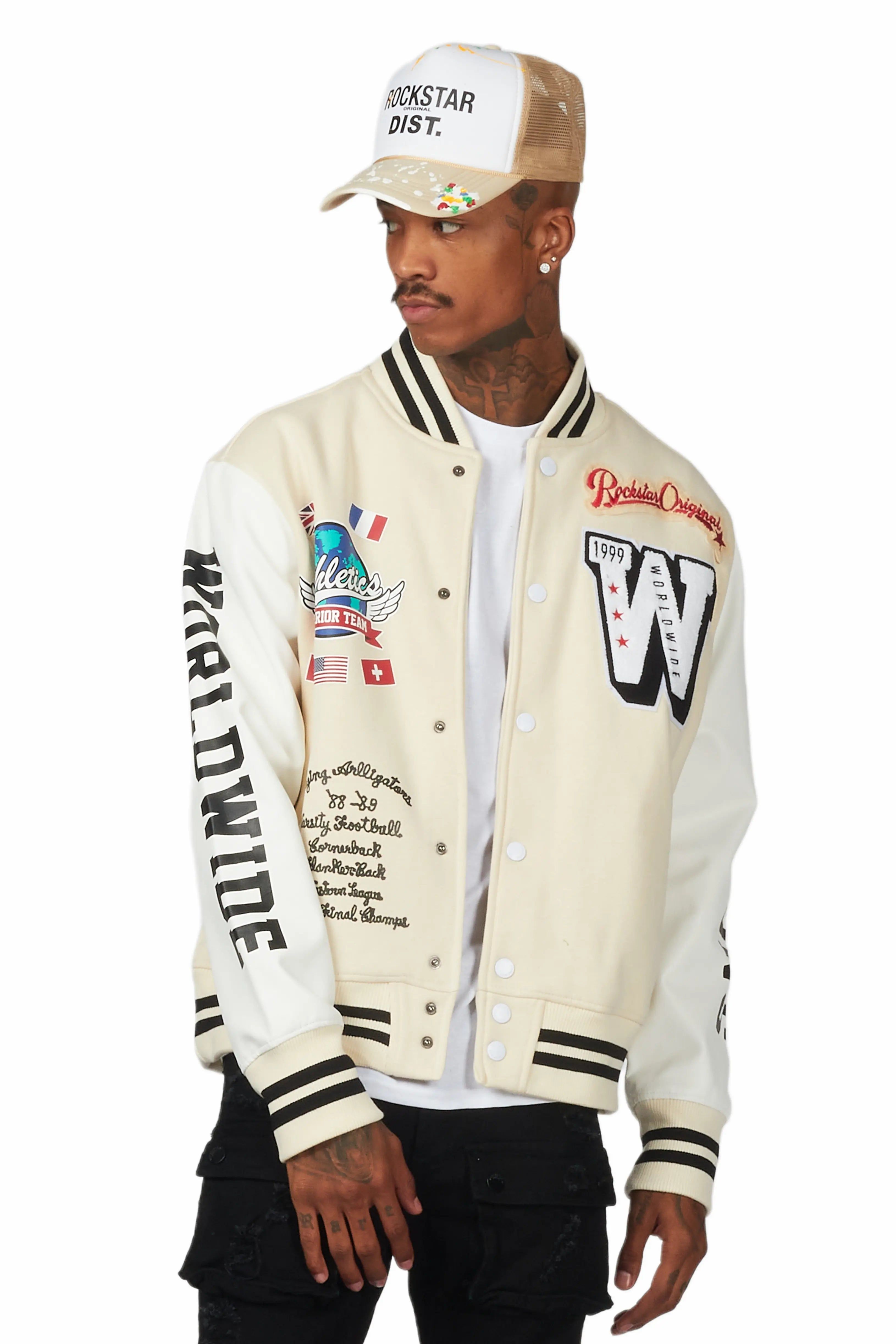 Izumi Cream Varsity Jacket sold by Rockstar Original product image thumbnail 4