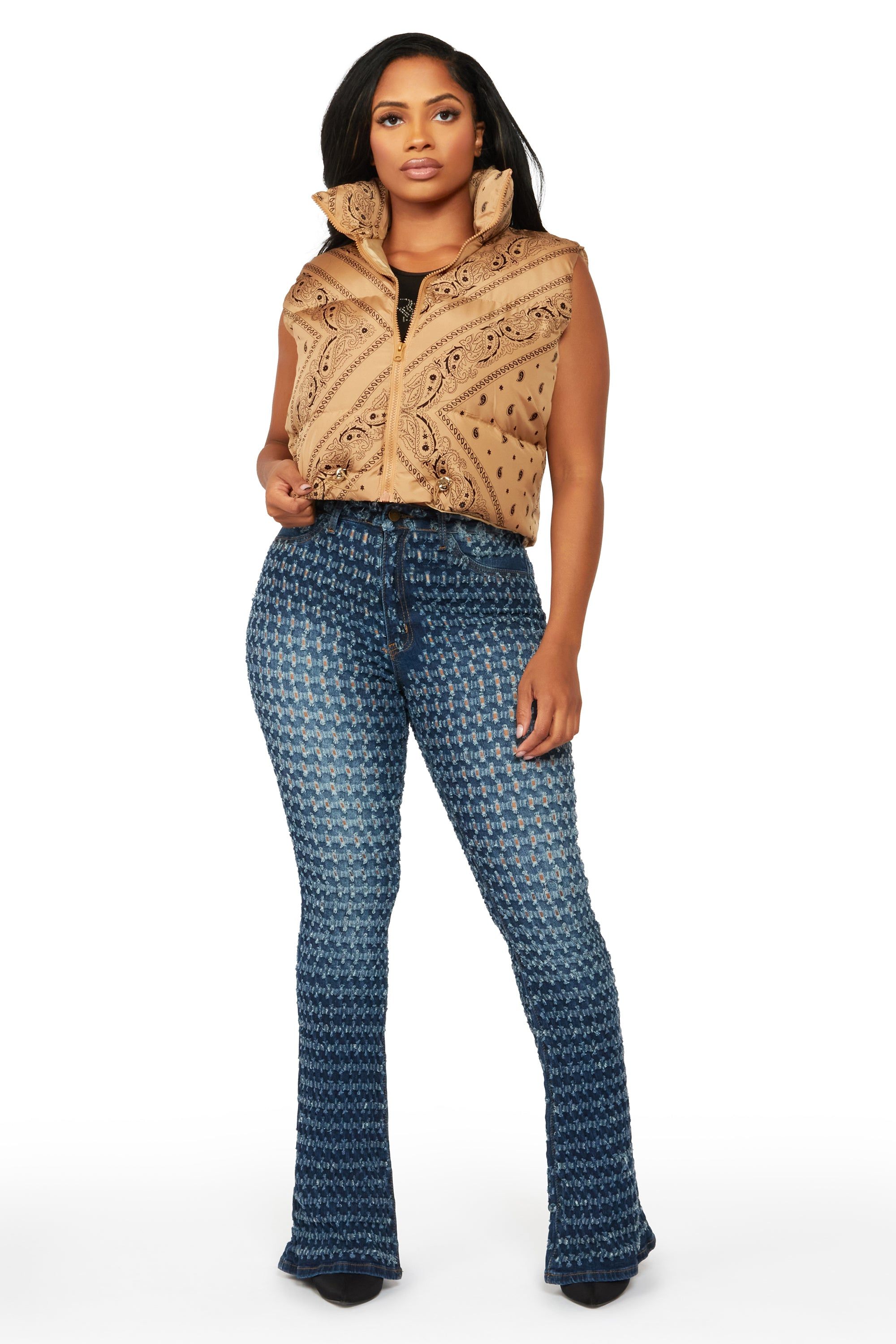 Olivyn Tan Bandana Print Puffer Vest sold by Rockstar Original product image thumbnail 2