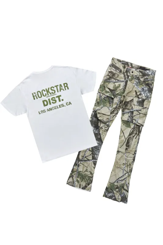 Lake White T-Shirt & Merrick Stacked Flare Jean Bundle sold by Rockstar Original