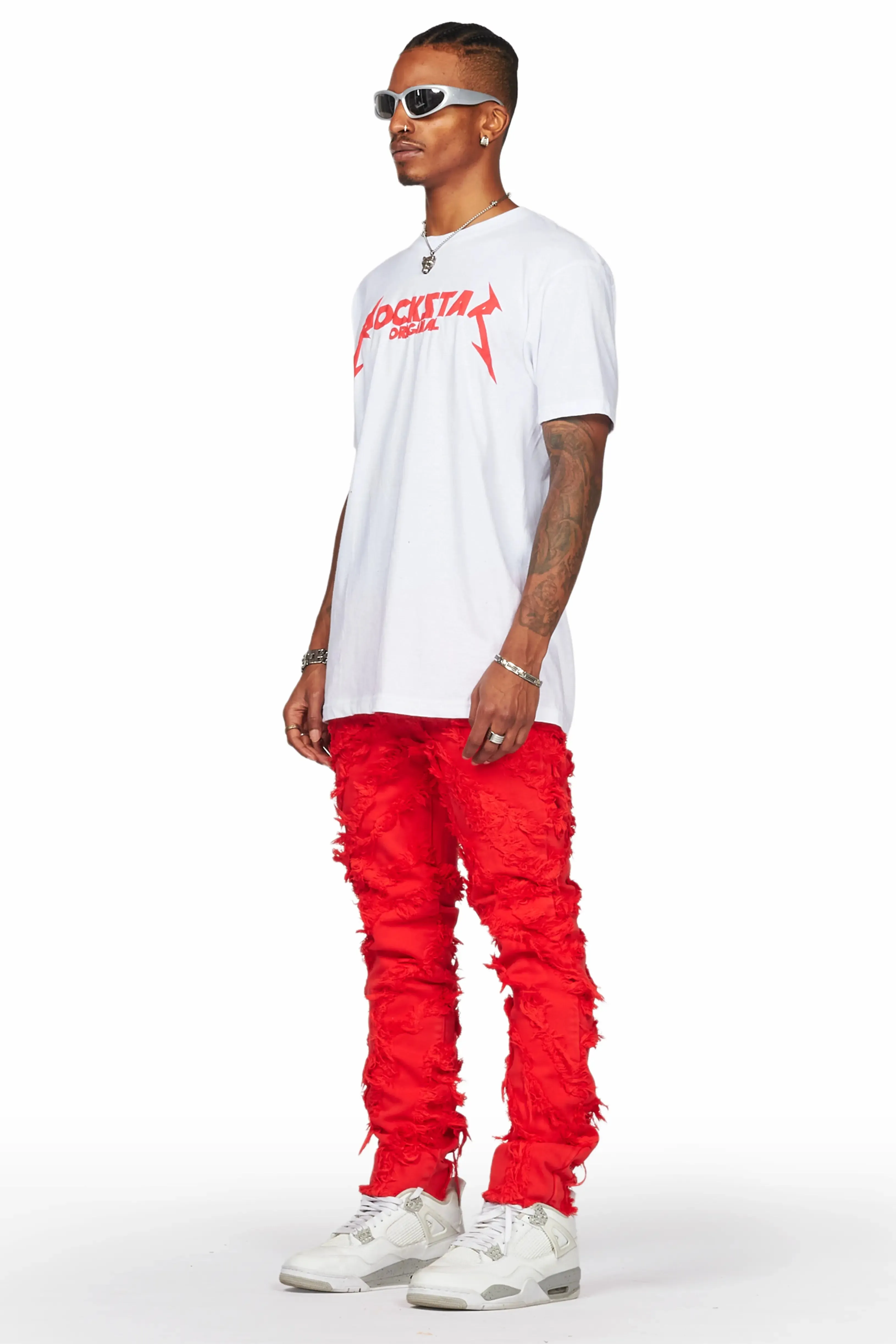 Balta Red Diagonal Patch Skinny Fit Jean sold by Rockstar Original product image thumbnail 4