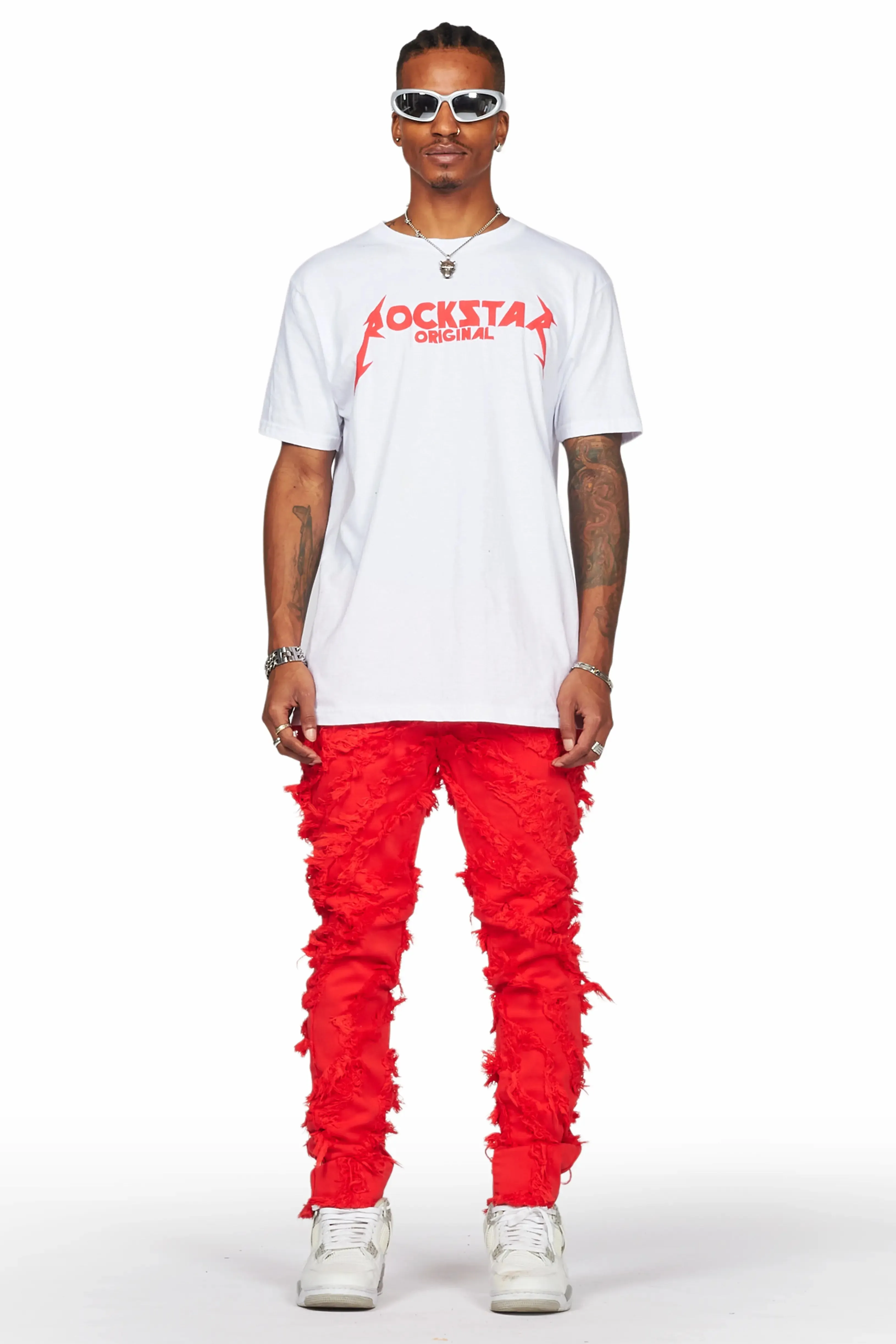 Balta Red Diagonal Patch Skinny Fit Jean sold by Rockstar Original product image thumbnail 3