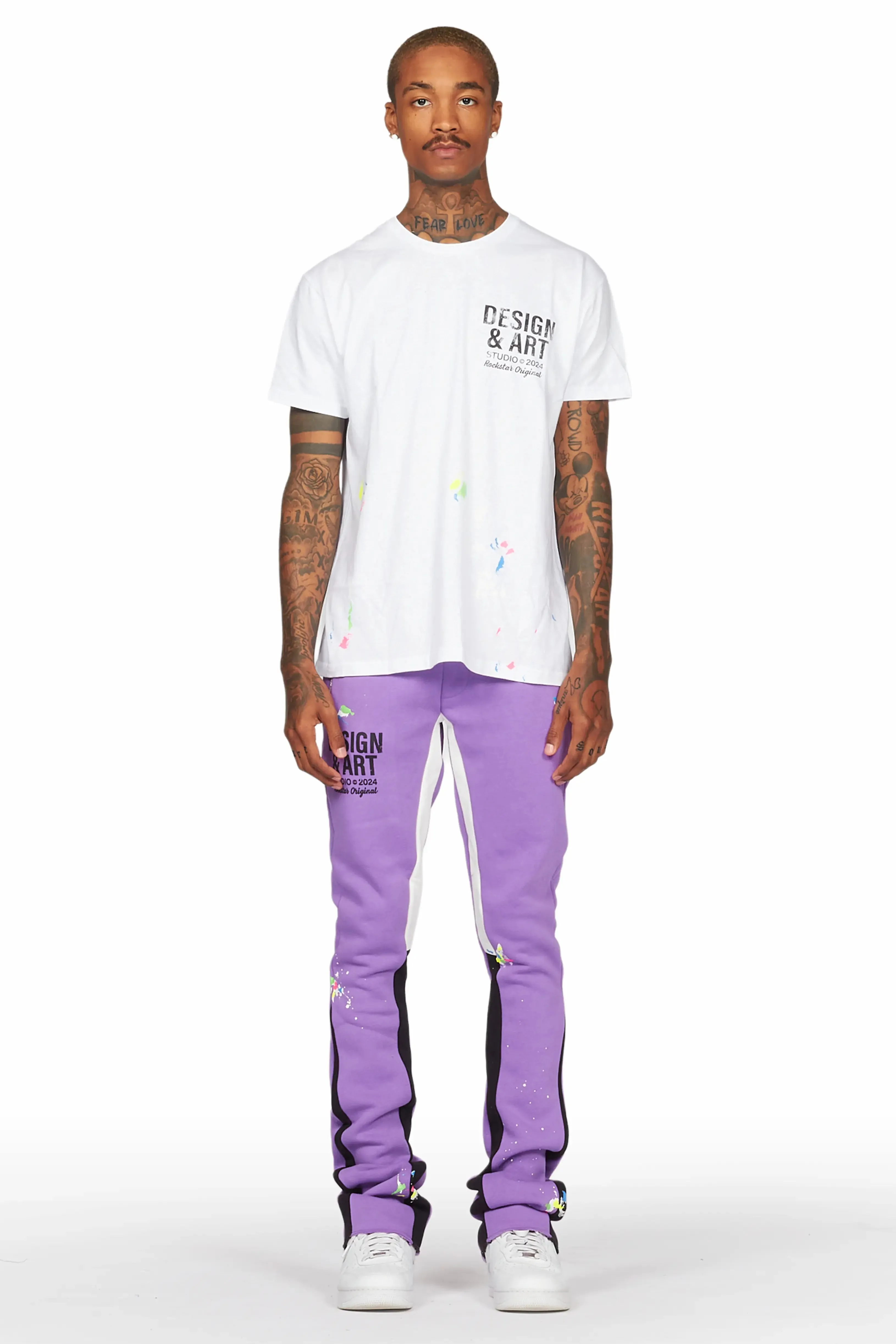 Mancha Purple/White T-Shirt Stacked Flare Track Set sold by Rockstar Original product image thumbnail 2