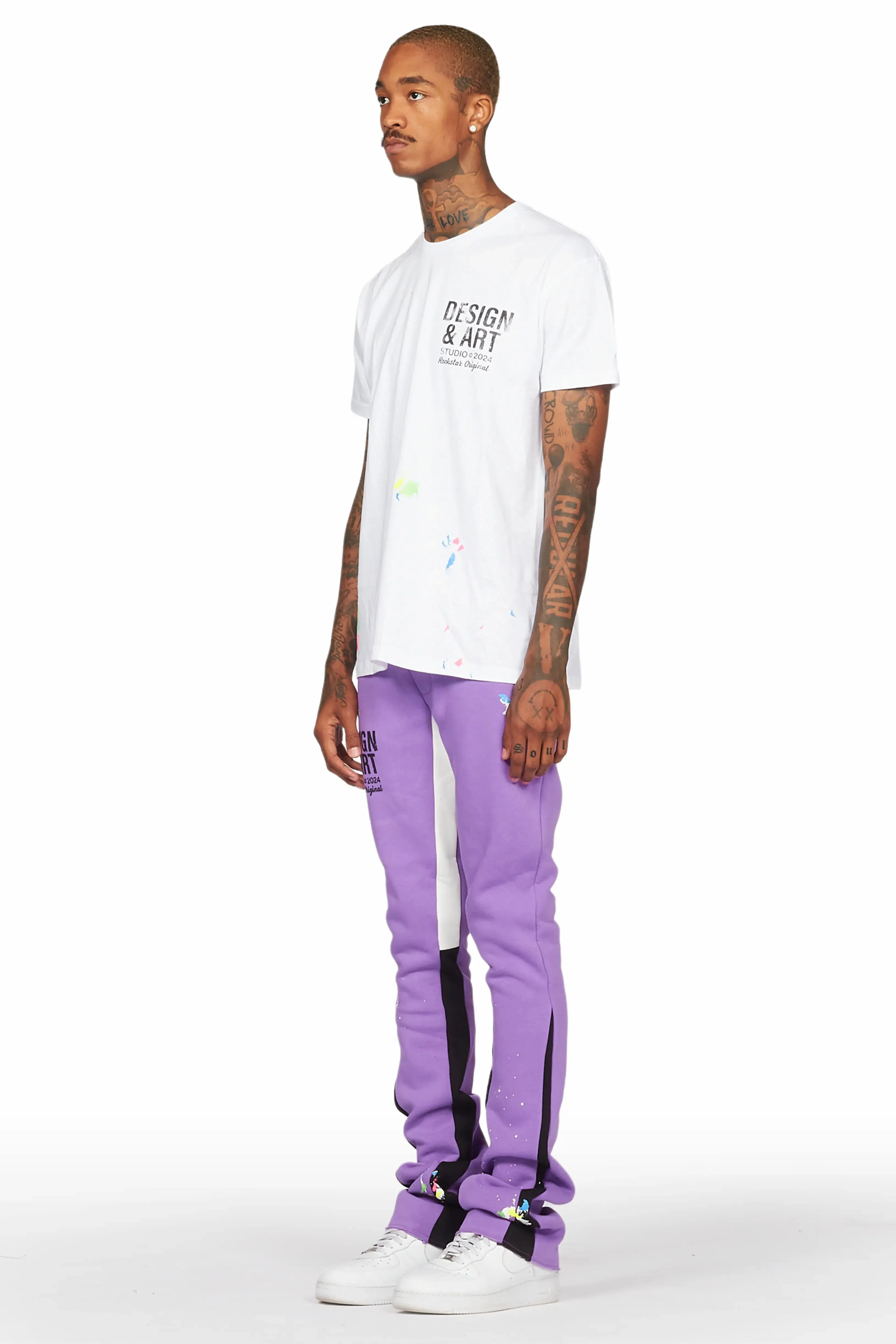 Mancha Purple/White T-Shirt Stacked Flare Track Set sold by Rockstar Original product image thumbnail 5