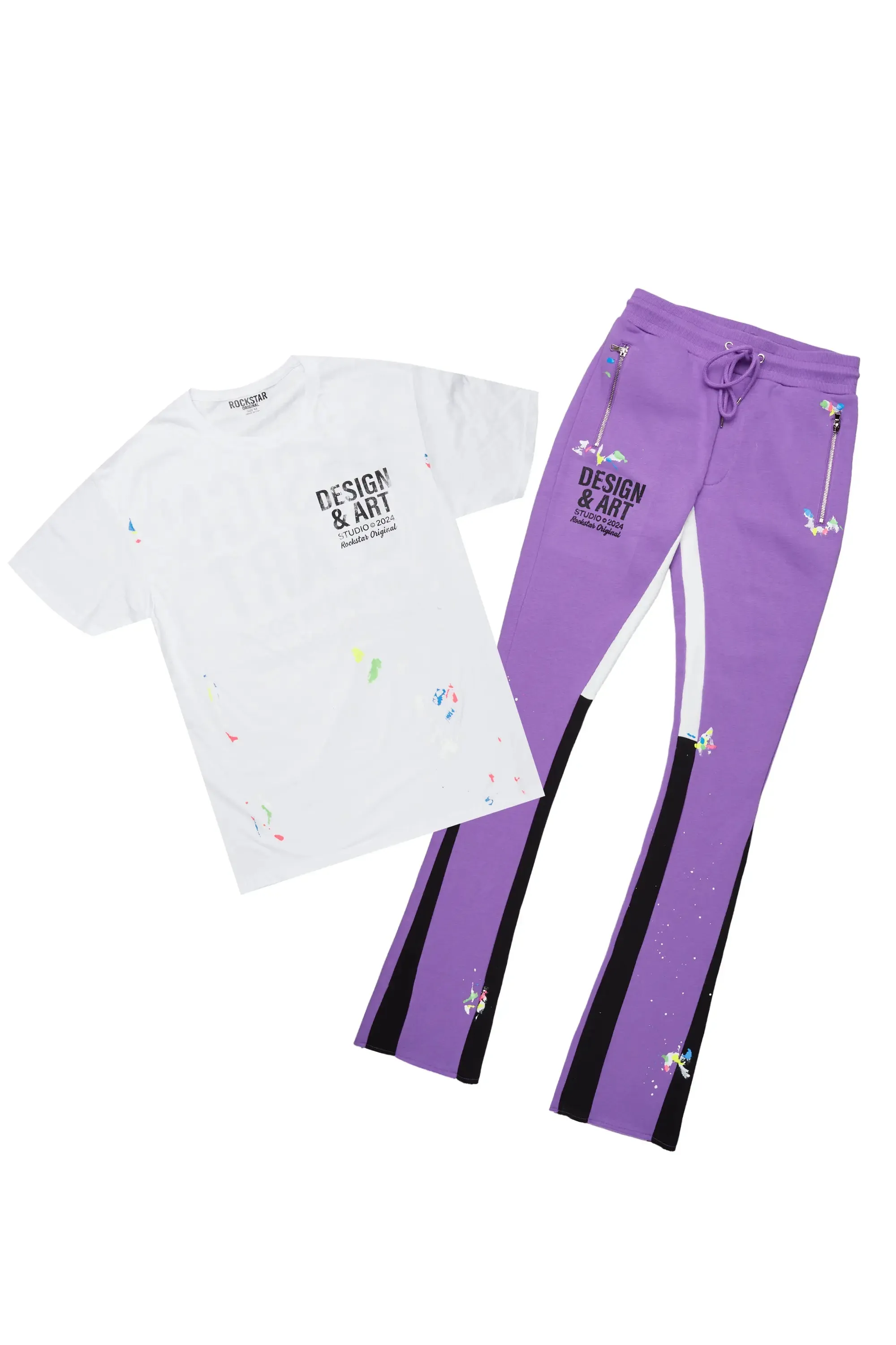 Mancha Purple/White T-Shirt Stacked Flare Track Set sold by Rockstar Original