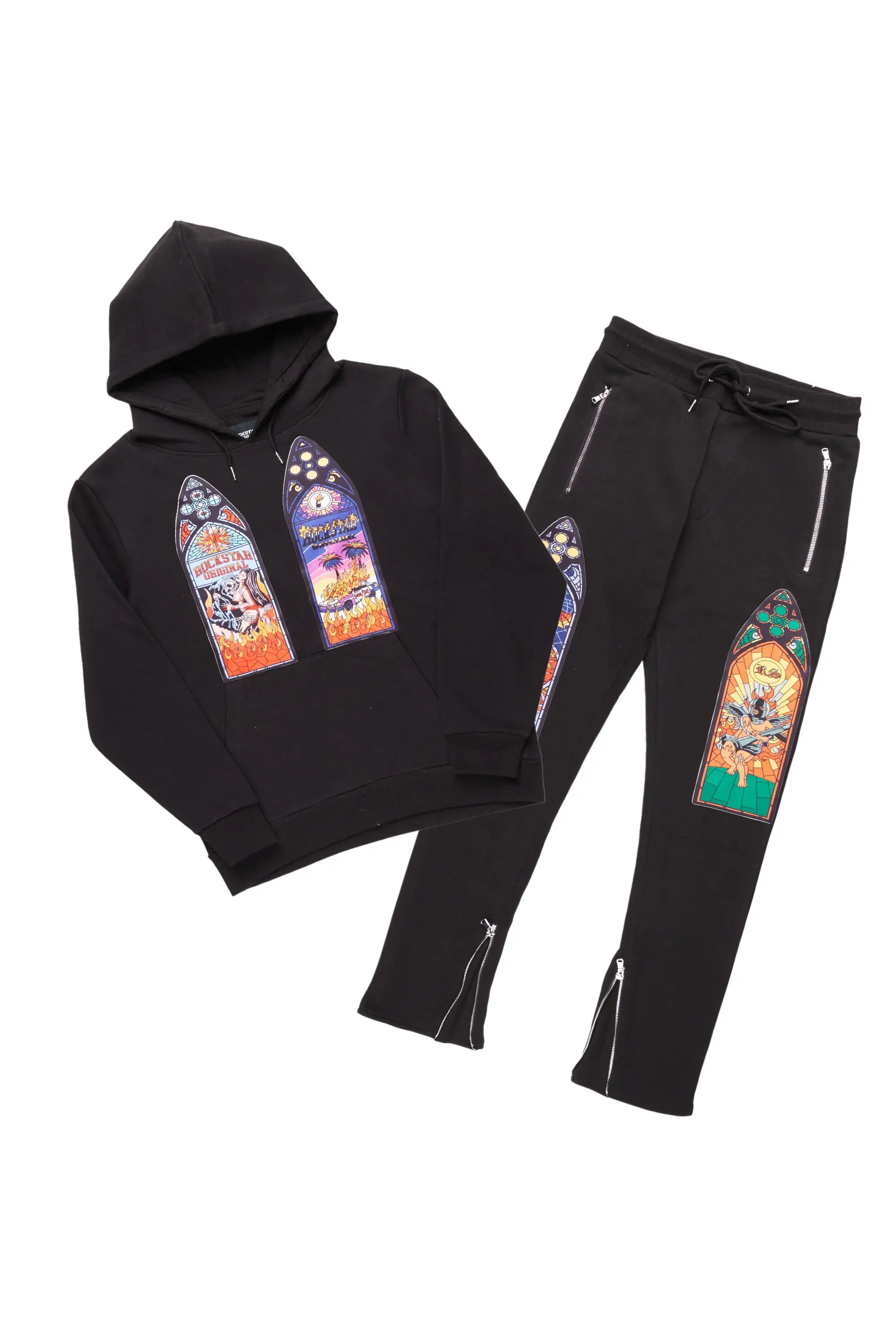 Hamish Black Slim Fit Track Set sold by Rockstar Original product image thumbnail 2