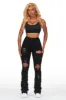 Takasia Black Distressed Super Stacked Jean sold by Rockstar Original